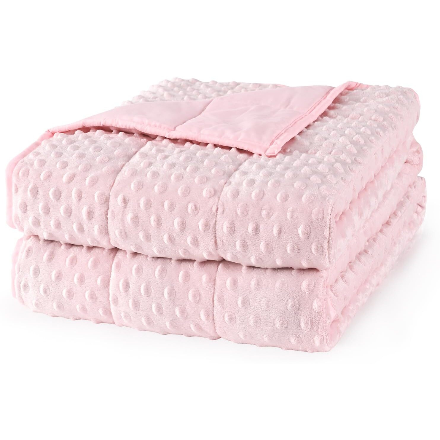 Mr. Sandman Weighted Blanket For Adults, Minky Dots Heavy Blanket For Woman,Man Sleeping/Calm, Soft, Cozy And Cooling Weighted Throw Blankets, Machine Washable, 48 X 72In, 12 Lbs, Pink