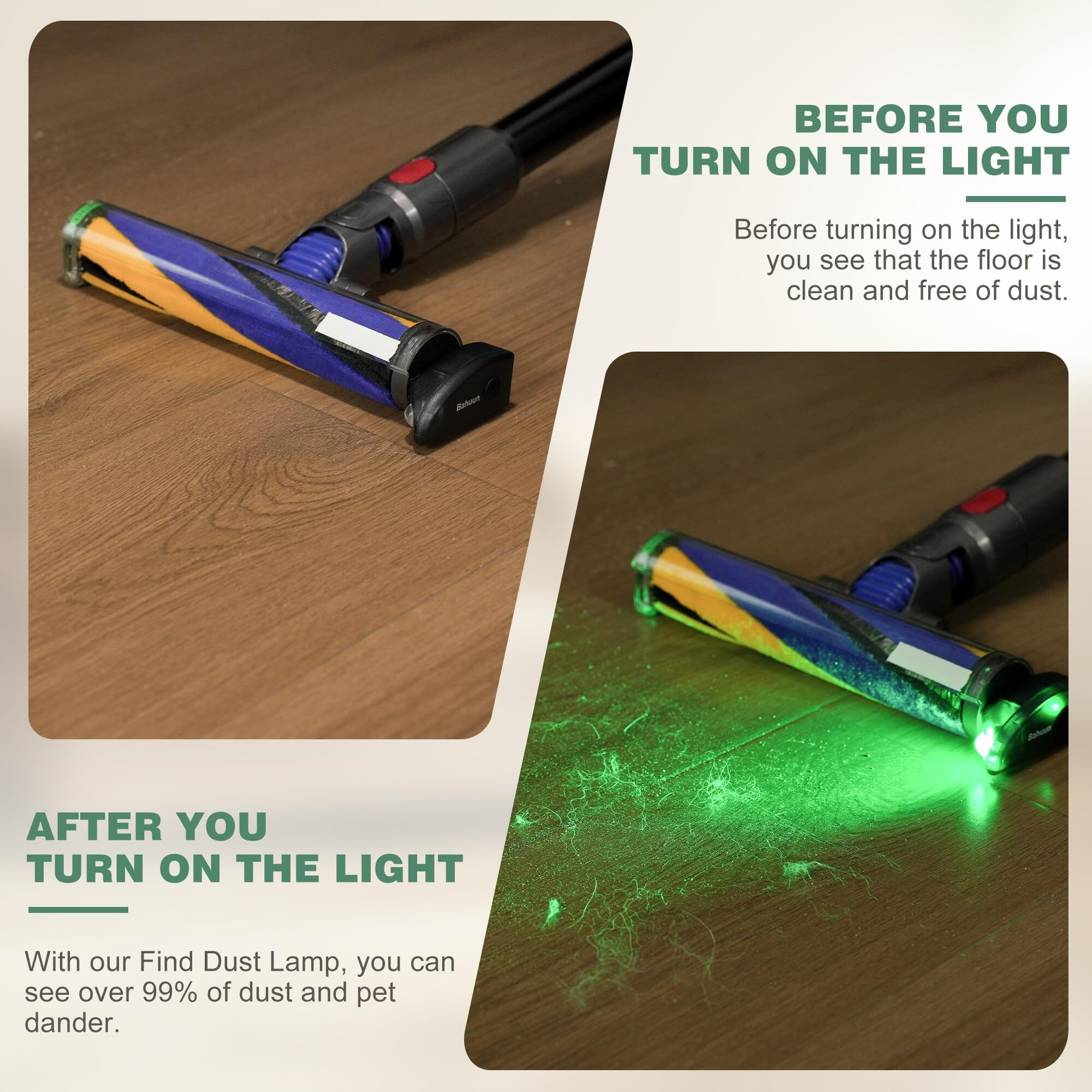 Vacuum Cleaner Dust Illumination Light,Type-C Rechargeable,Suitable For Dyson Shark Bissel Etc.Reveal Microscopic Dust And Cat Dogs Hair,Upgrade Vacuum Accessories Universal Lamp
