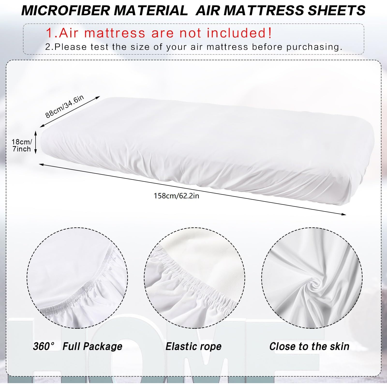 Breling Kids Air Mattress Fitted Sheets Compatible With Intex Cozy Kidz (Sheet Only) Toddler Inflatable Mattress Sheets For Kids Sleepover Party Travel Camping Air Mattress Airbed(White,4 Pcs)