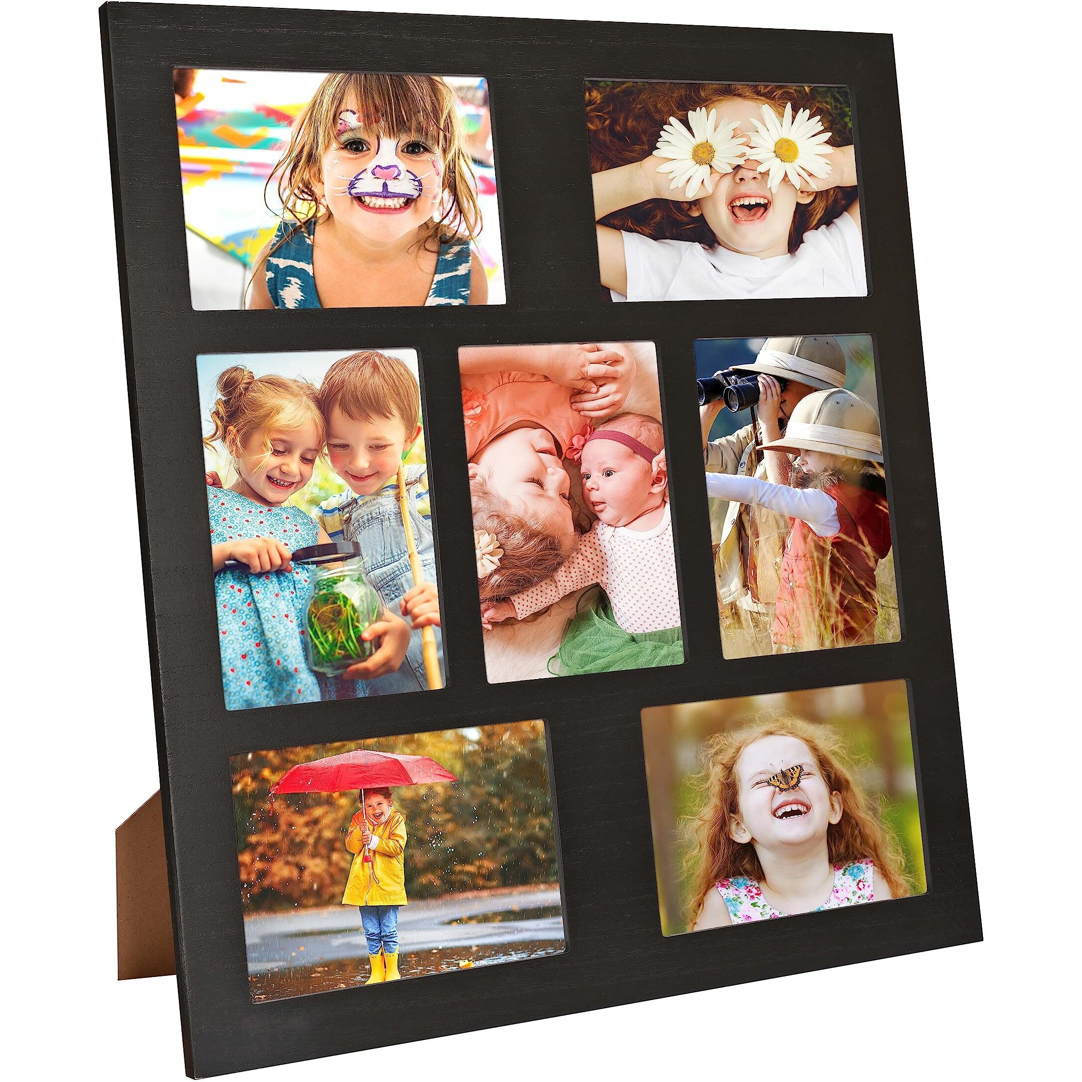 Mont Pleasant Picture Frame Collage 5X7 Photos Display - 7 Openings Photo Collage Picture Frame Wall Decor For Tabletop Stand And Wall Mounting Frames For Wedding Anniversary,Valentines Day