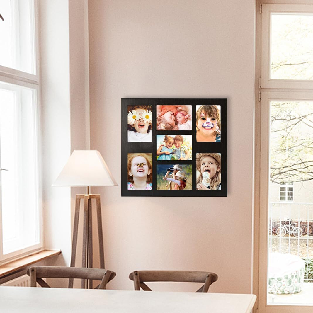 Mont Pleasant Picture Frame Collage 5X7 Photos Display - 7 Openings Photo Collage Picture Frame Wall Decor For Tabletop Stand And Wall Mounting Frames For Wedding Anniversary,Valentines Day