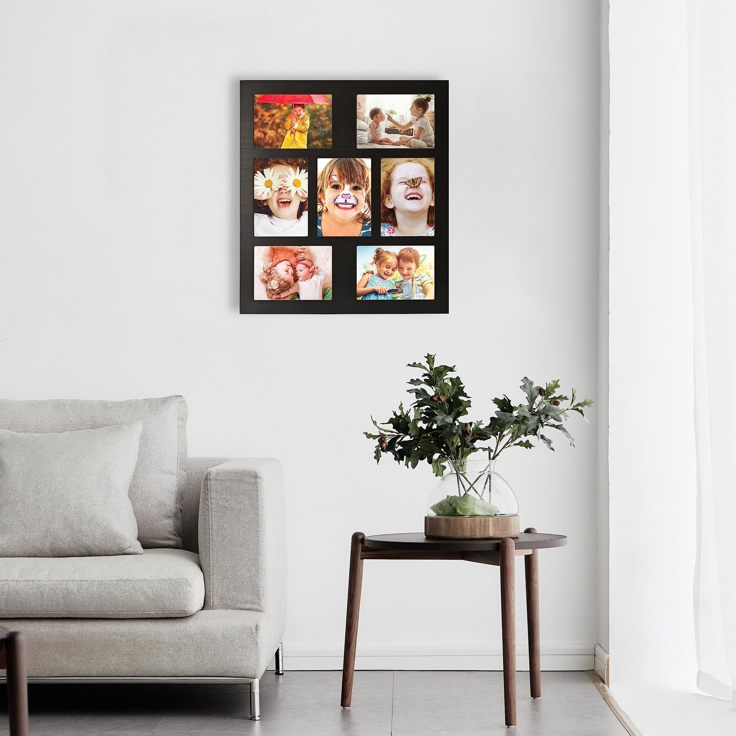 Mont Pleasant Picture Frame Collage 5X7 Photos Display - 7 Openings Photo Collage Picture Frame Wall Decor For Tabletop Stand And Wall Mounting Frames For Wedding Anniversary,Valentines Day