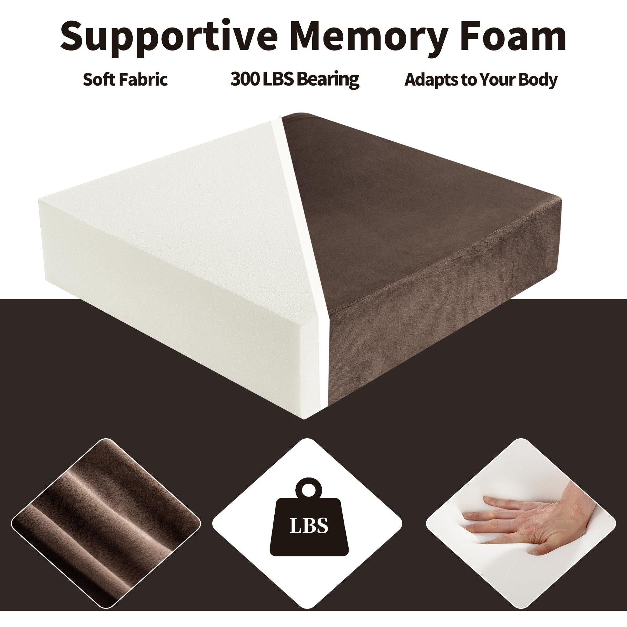 Balapet Supportive Lumbar Support Pillow For Recliner, Memory Foam 4"" Thickness Recliner Cushions Chairs Seat Cushion Mat For Elderly Rest And Back Support(21.5"" Backrest Height, Brown)