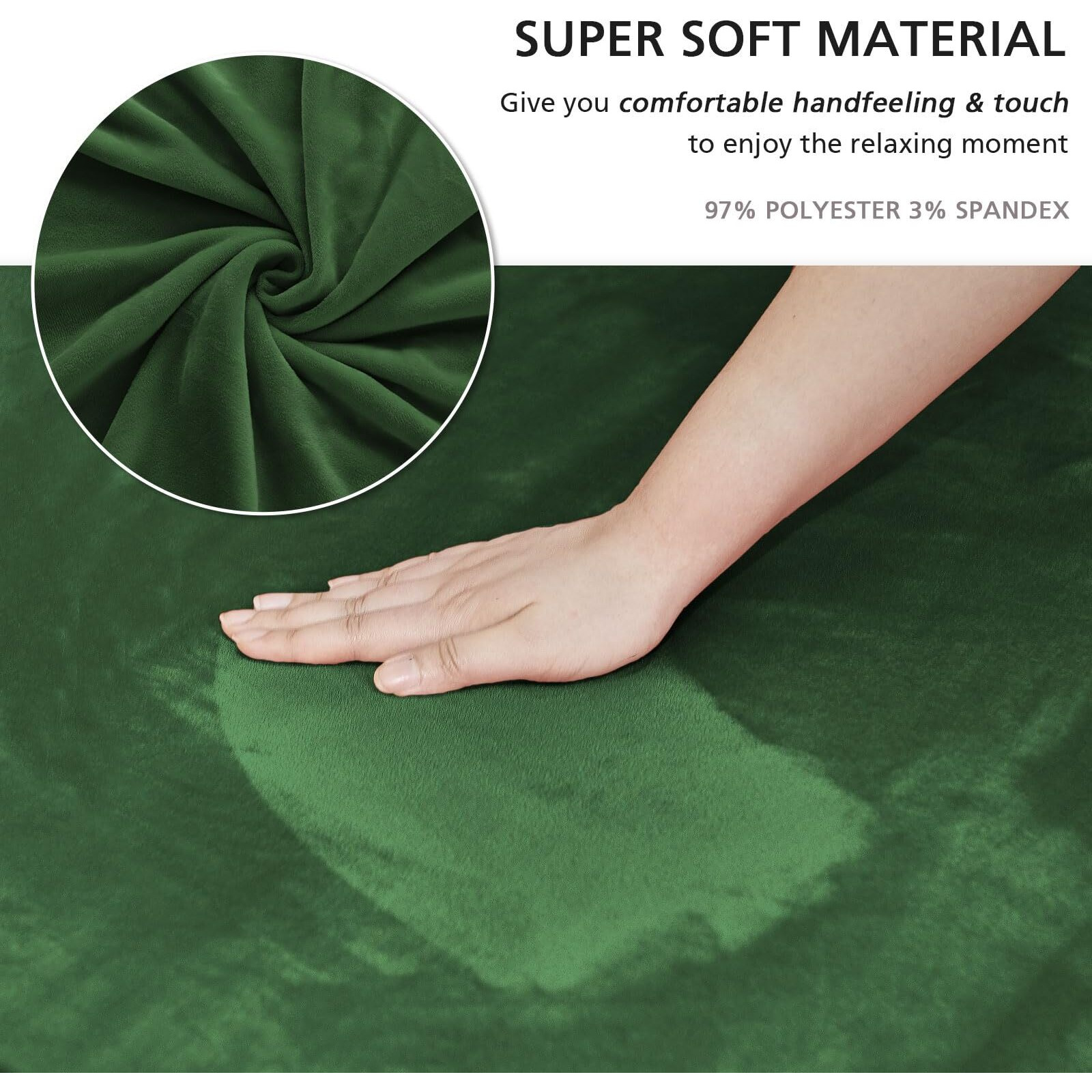 Niceec Sofa Cover Super Soft 1-Piece Green Sofa Slipcover For Sofas Stretch Universal Spandex Couch Covers For Living Room Easy Fit Washable Furniture Sofa Protector With Skirt