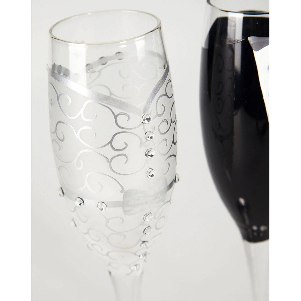 Cypress Home Beautiful Wedding Champagne Flute Gift Set - 2 X 3 X 10 Inches Homegoods And Accessories For Every Space