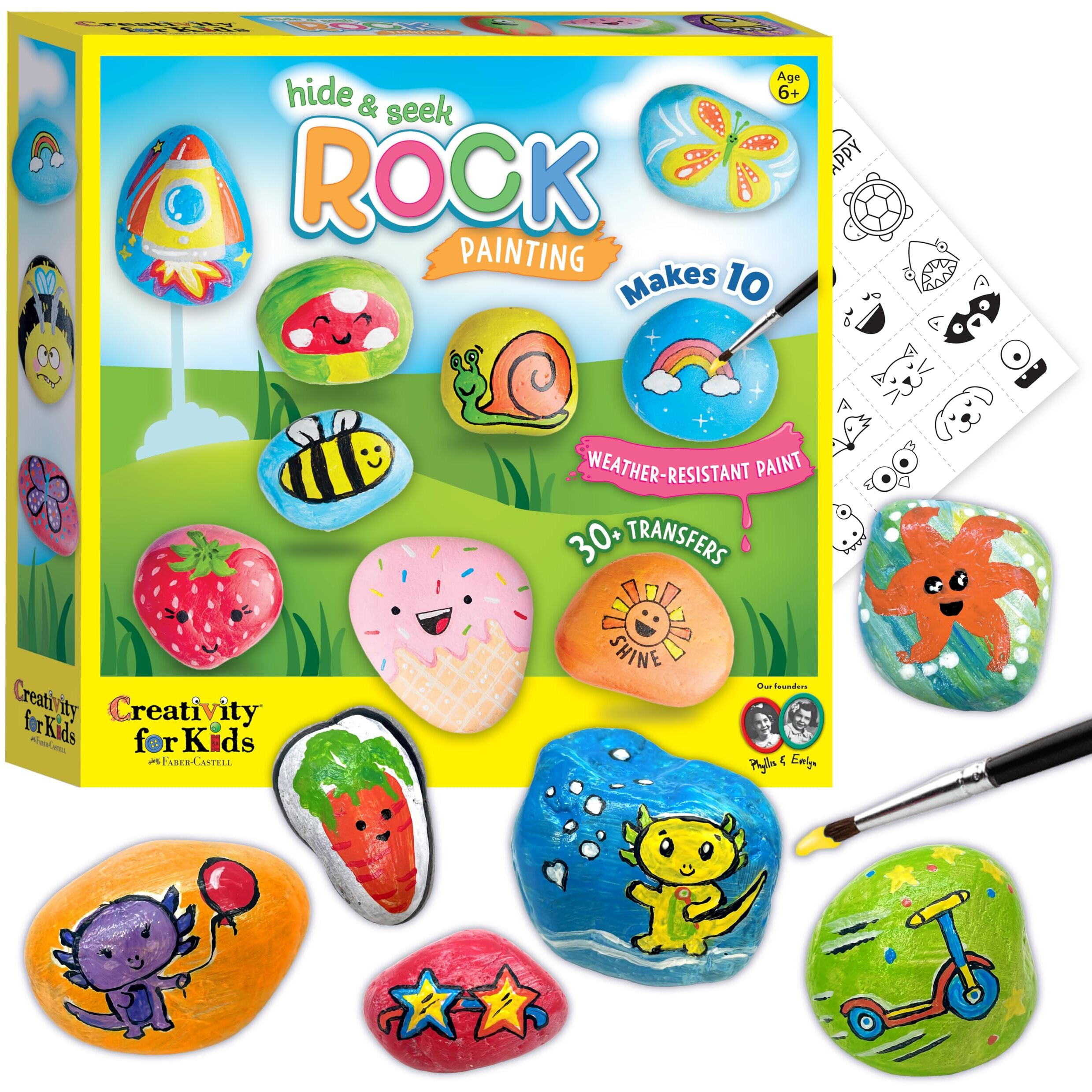 Creativity For Kids Hide And Seek Rock Painting Kit - Arts And Crafts For Kids Ages 6-8+, Gifts For Kids, Craft Kit With 10 Rocks And Waterproof Paint, Small