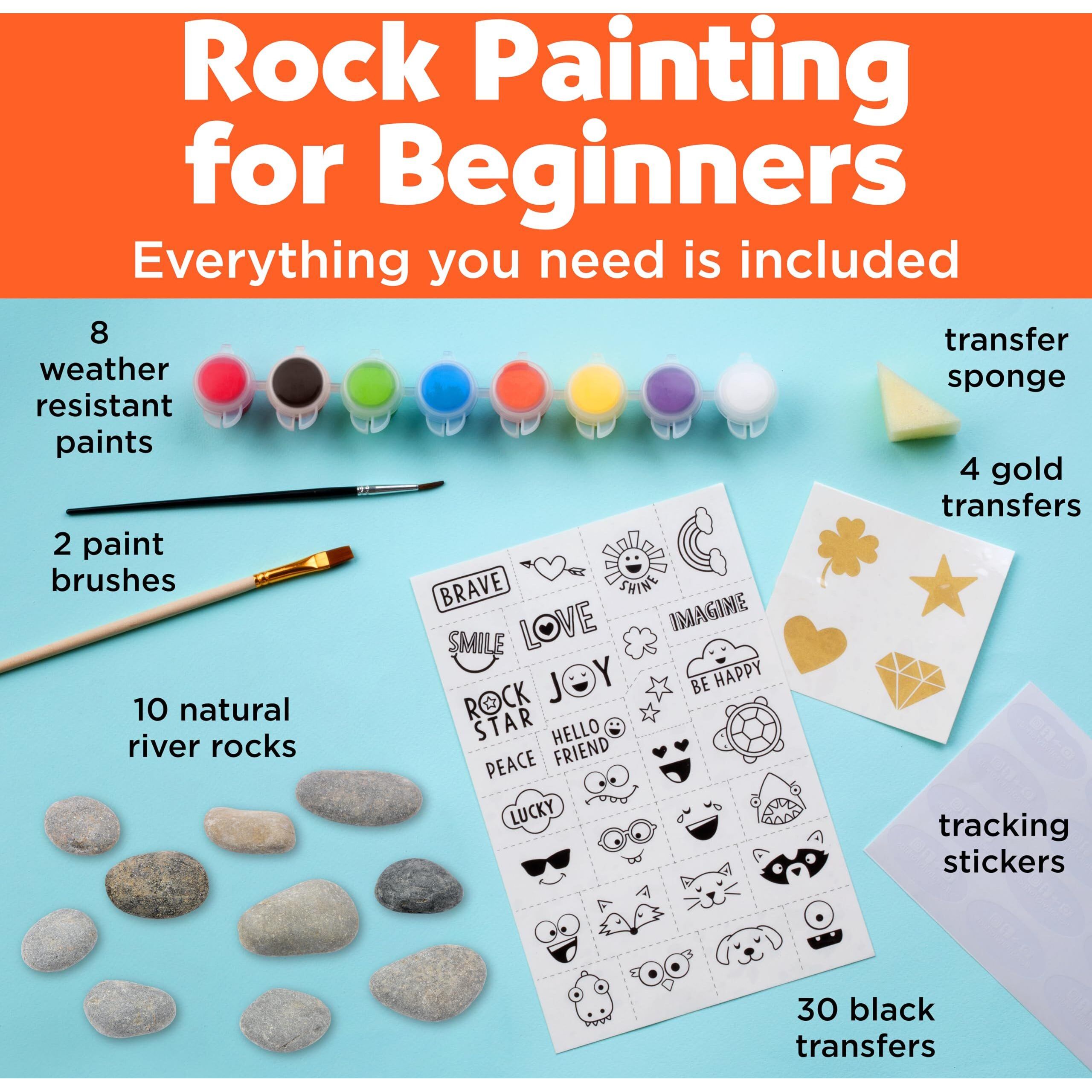 Creativity For Kids Hide And Seek Rock Painting Kit - Arts And Crafts For Kids Ages 6-8+, Gifts For Kids, Craft Kit With 10 Rocks And Waterproof Paint, Small