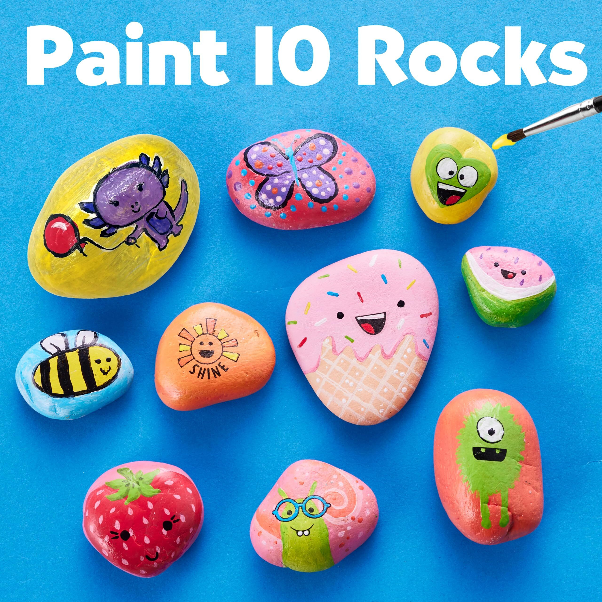 Creativity For Kids Hide And Seek Rock Painting Kit - Arts And Crafts For Kids Ages 6-8+, Gifts For Kids, Craft Kit With 10 Rocks And Waterproof Paint, Small