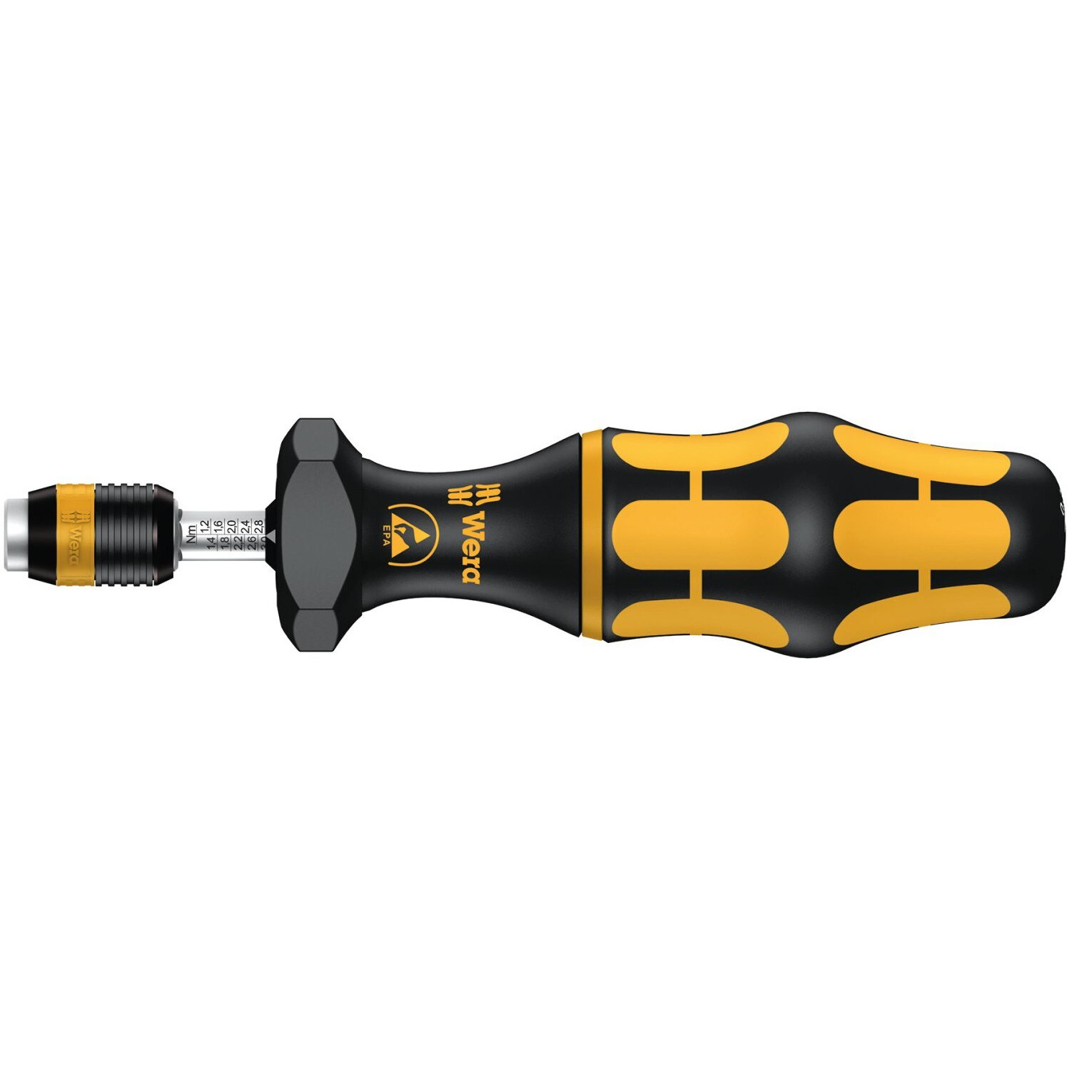 Wera 05074733001 Kraftform Esd 7445 Hexagon Torque Screwdriver, 1/4"" Head, 2.5-11.5""/Lbs Variable Torque Adjustment Range
