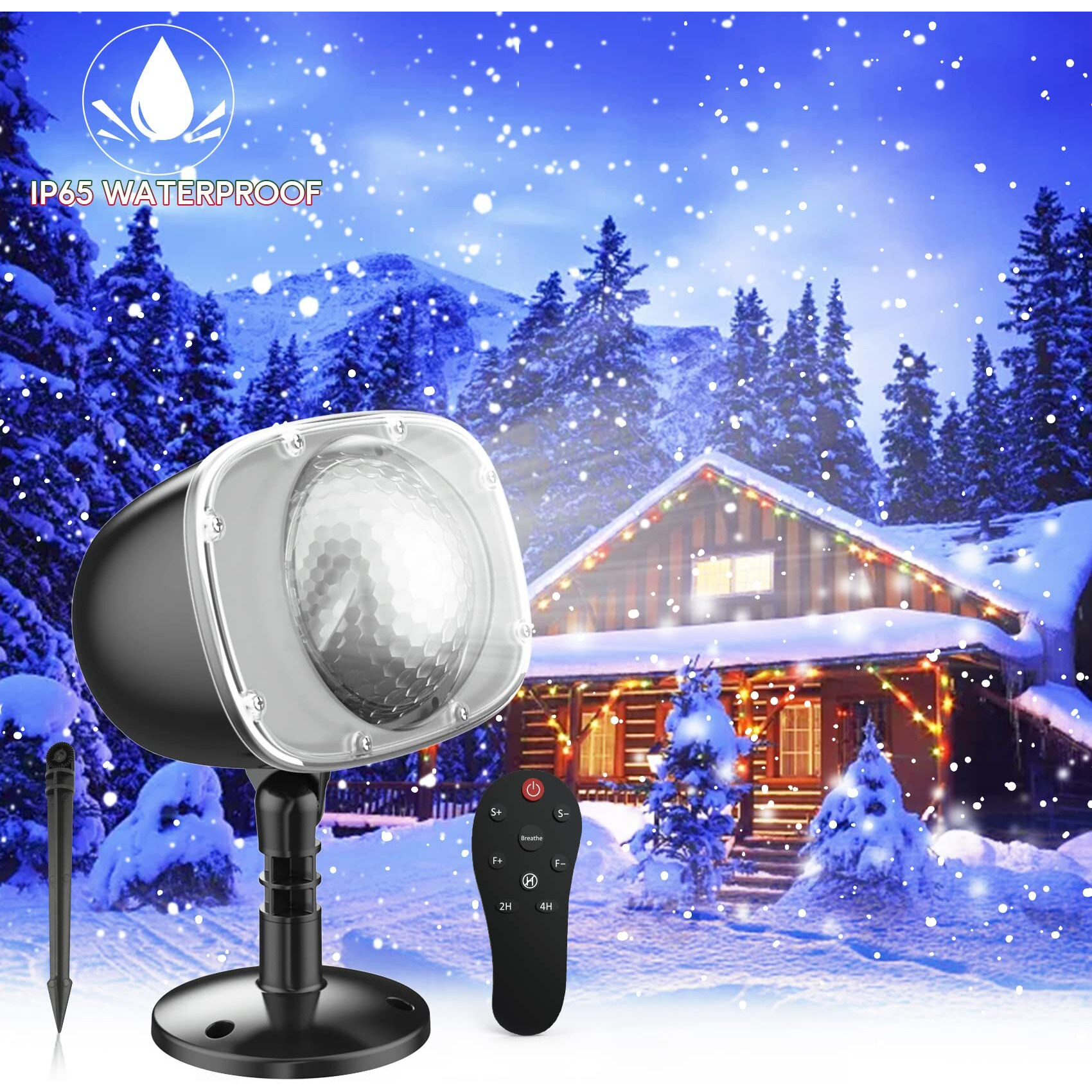 Snowfall Christmas Light Projector, Indoor Outdoor Holiday Projector Lights With Remote Control, Rotating Snow Falling Projector Lamp For Halloween Xmas Wedding Garden Landscape Decorative(Snow Spots)