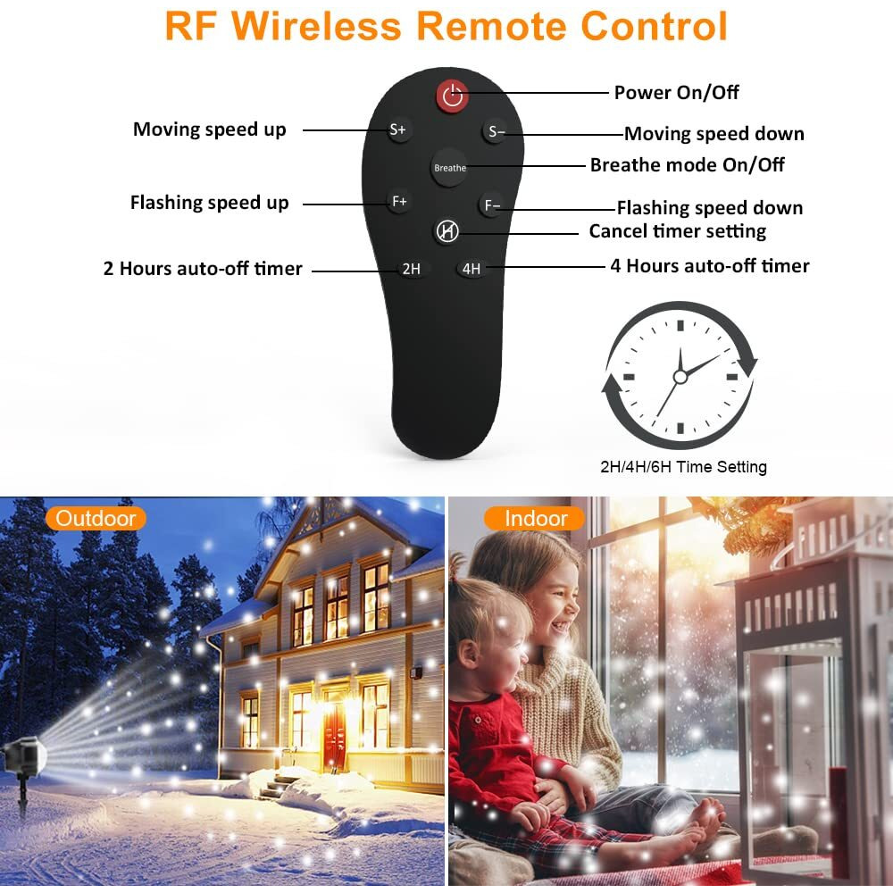 Snowfall Christmas Light Projector, Indoor Outdoor Holiday Projector Lights With Remote Control, Rotating Snow Falling Projector Lamp For Halloween Xmas Wedding Garden Landscape Decorative(Snow Spots)