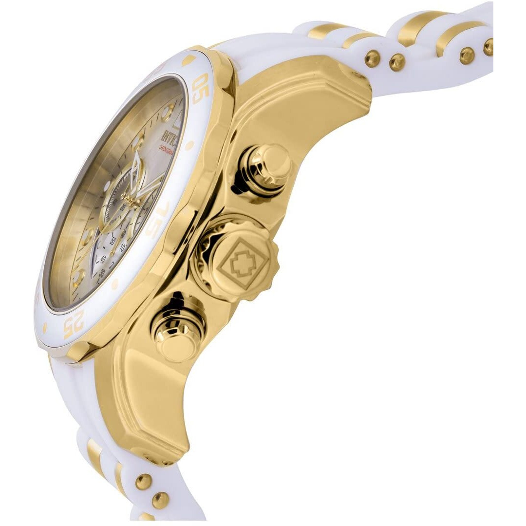 Invicta Men's Pro Diver Stainless Steel Quartz Watch With Silicone Strap, Gold, White, 26 (Model 20291)