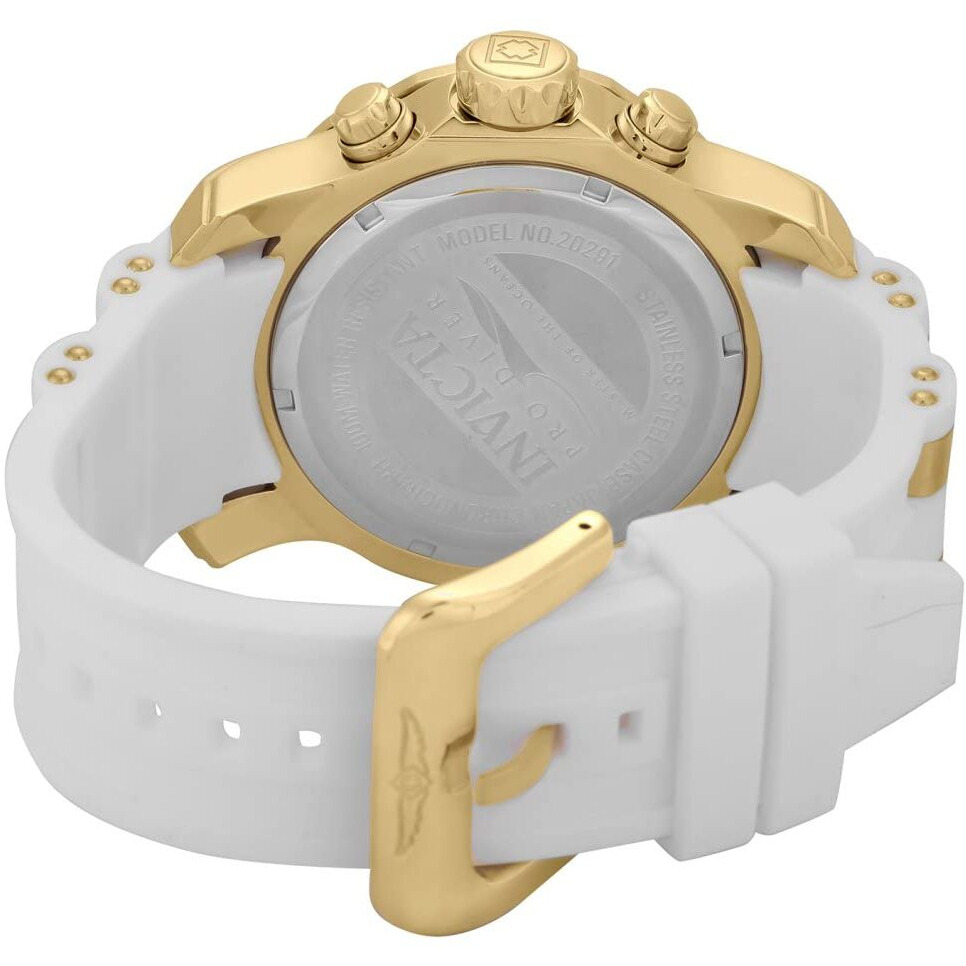 Invicta Men's Pro Diver Stainless Steel Quartz Watch With Silicone Strap, Gold, White, 26 (Model 20291)