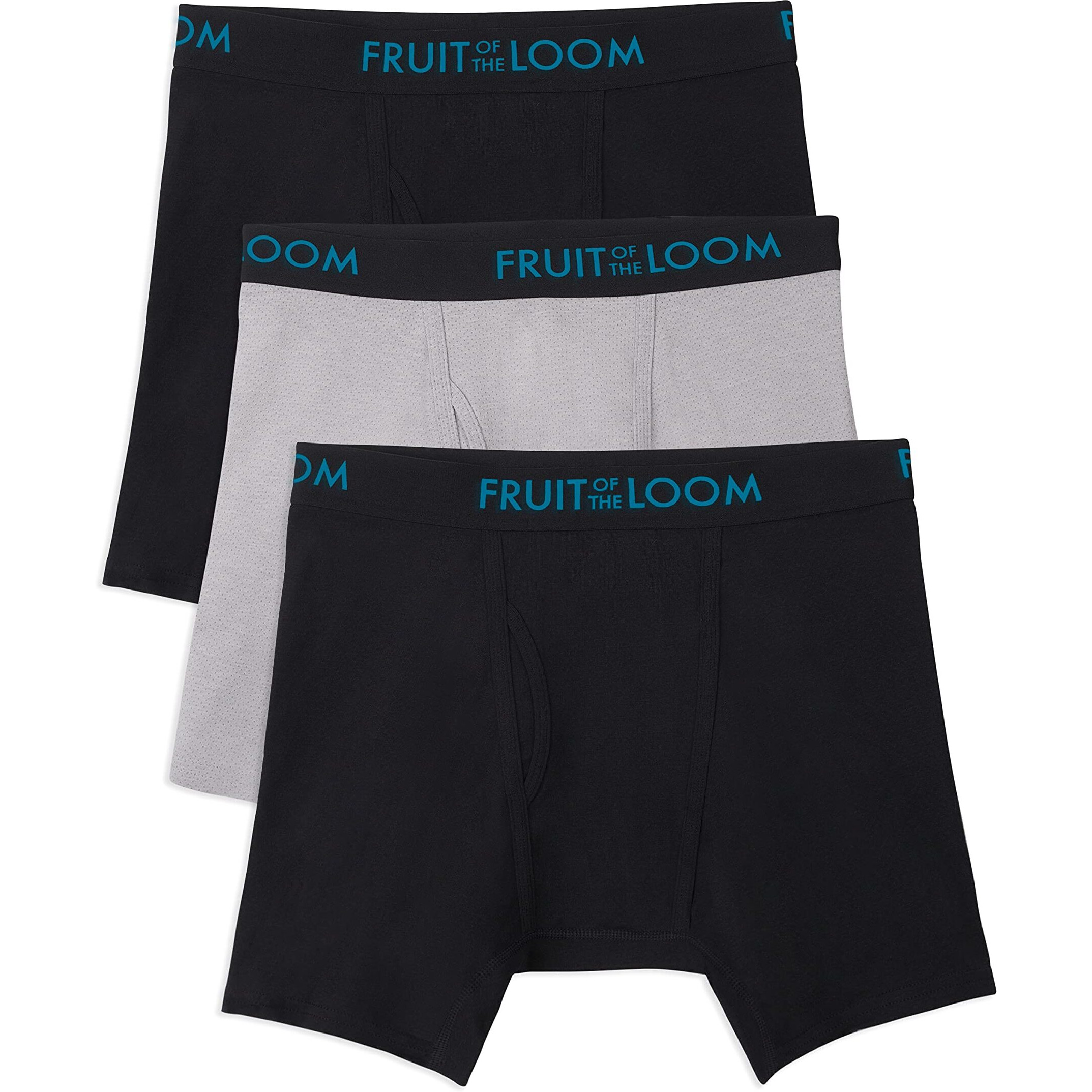 Fruit Of The Loom Mens Breathable Briefs, Moisture Wicking Underwear, Assorted Color Multipacks Boxer, Cotton Mesh - Black/Grey, Large Us
