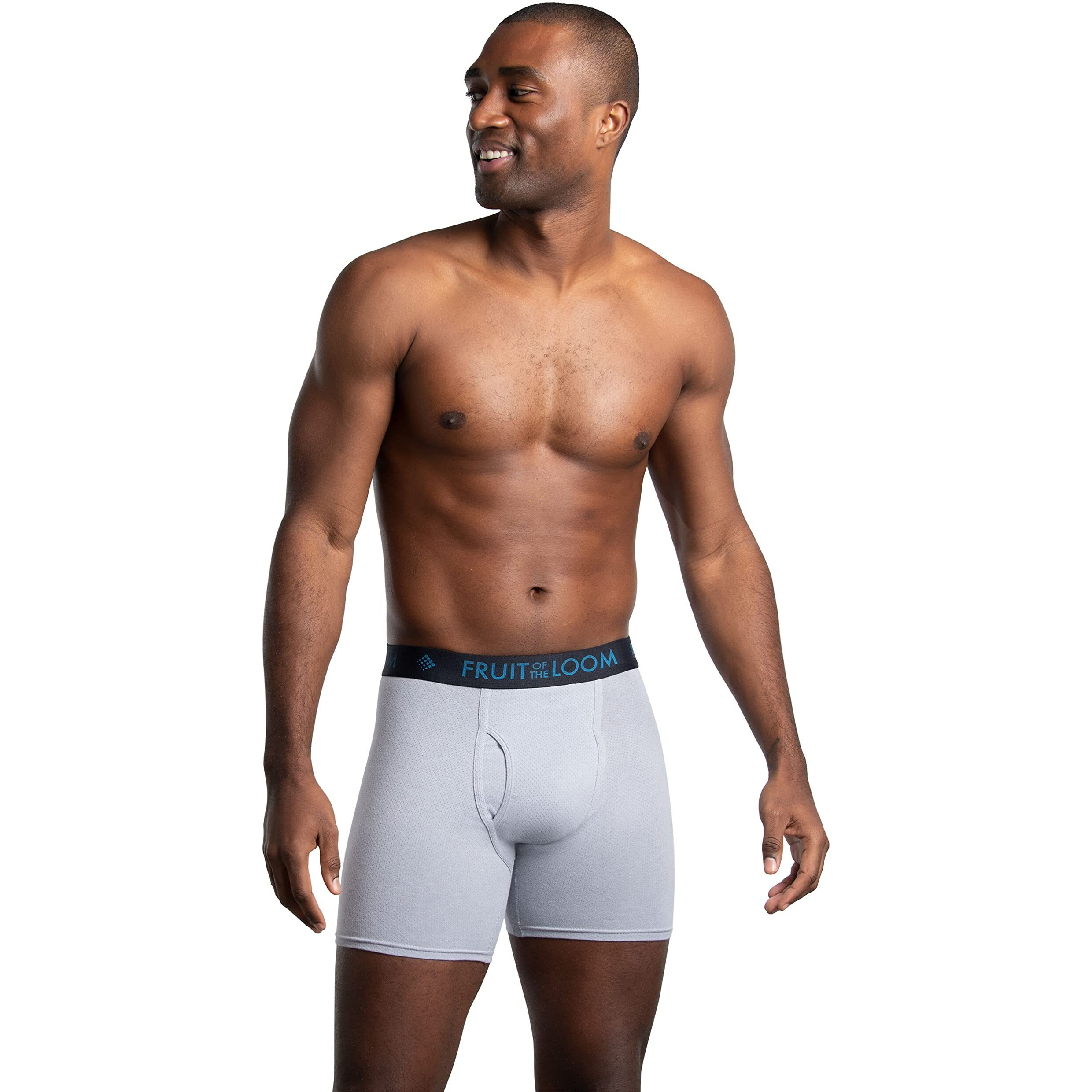 Fruit Of The Loom Mens Breathable Briefs, Moisture Wicking Underwear, Assorted Color Multipacks Boxer, Cotton Mesh - Black/Grey, Large Us