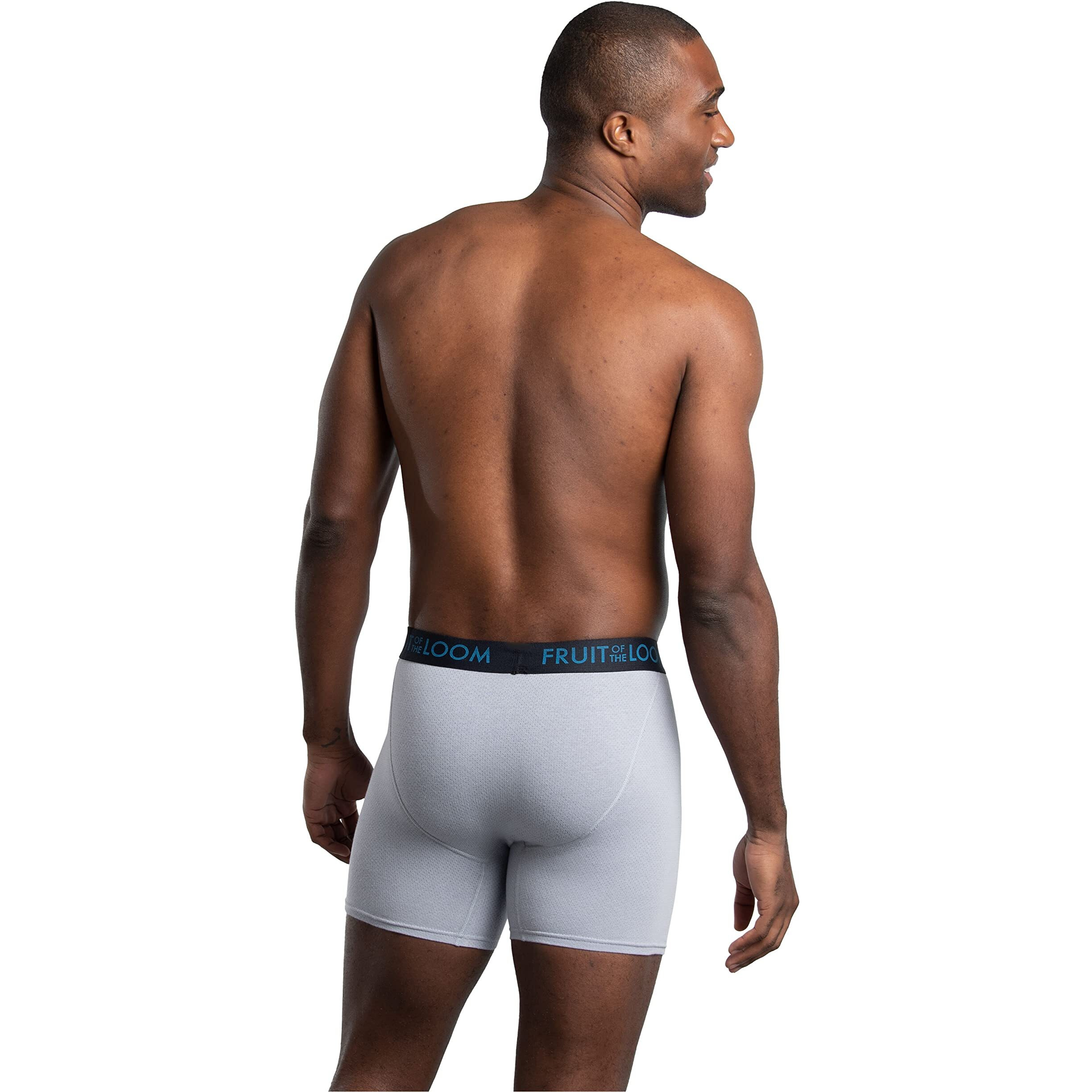 Fruit Of The Loom Mens Breathable Briefs, Moisture Wicking Underwear, Assorted Color Multipacks Boxer, Cotton Mesh - Black/Grey, Large Us