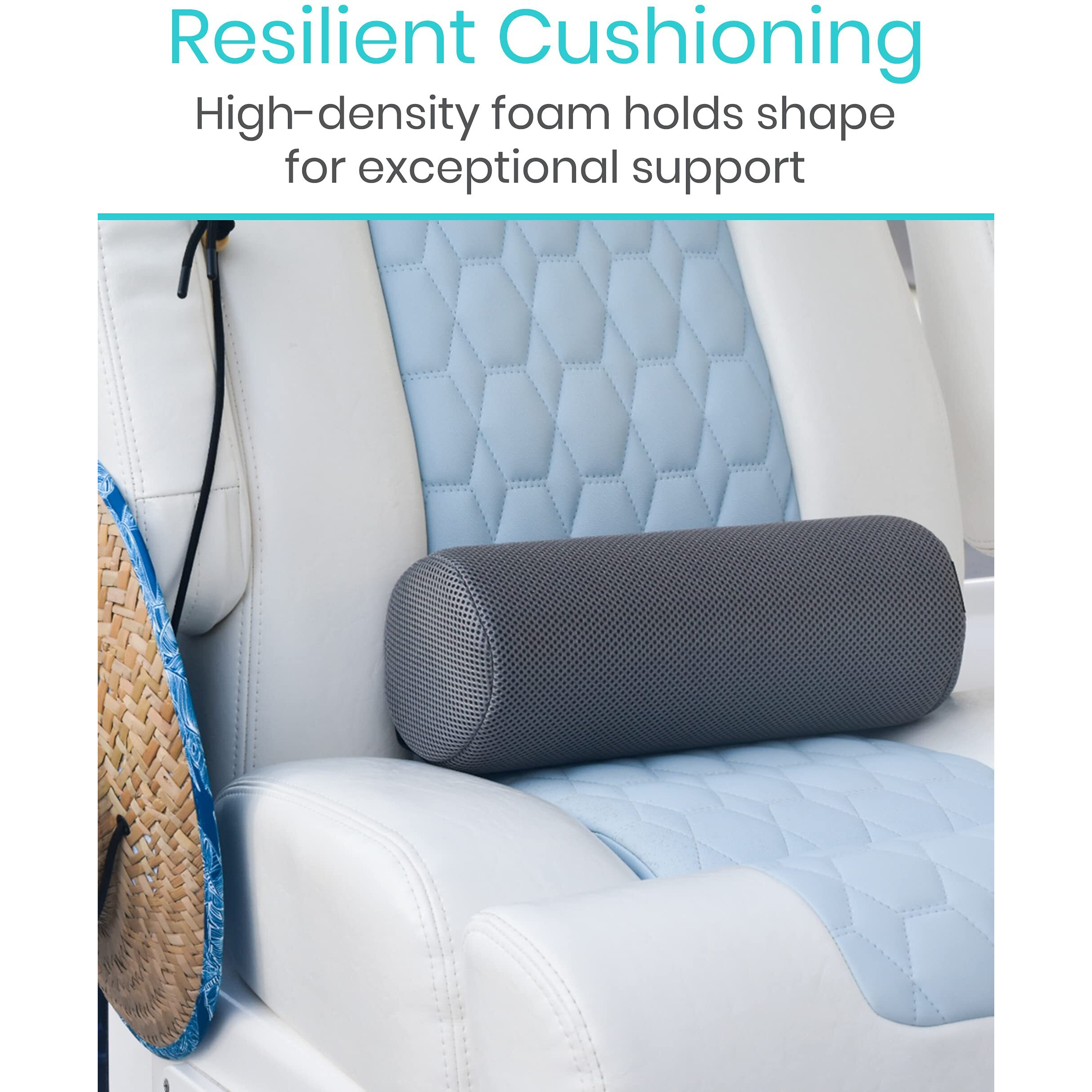 Vive Lumbar Roll - Cervical Cushion Support Pillow - Lower Back Pain Relief In Car, Office Chair, Computer - Firm Ergonomic Mesh Portable Travel Bolster - Thoracic Low Rest Posture Corrector Seat Pad