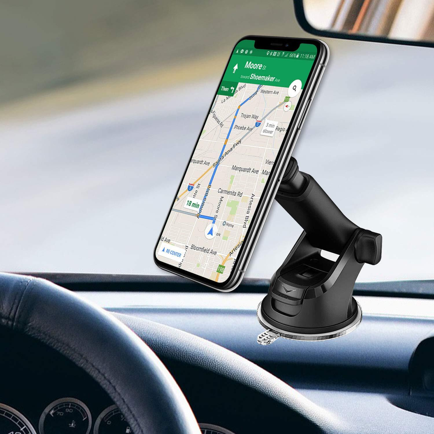 Cellet Car Phone Mount, Dashboard & Windshield Magnetic Mount Phone Holder Adjustable Long-Arm Universal Compatible With Samsung Note 20 10 9 8 5 Galaxy S21 S20 S10 S9 A71 A52 A51 A50 A42