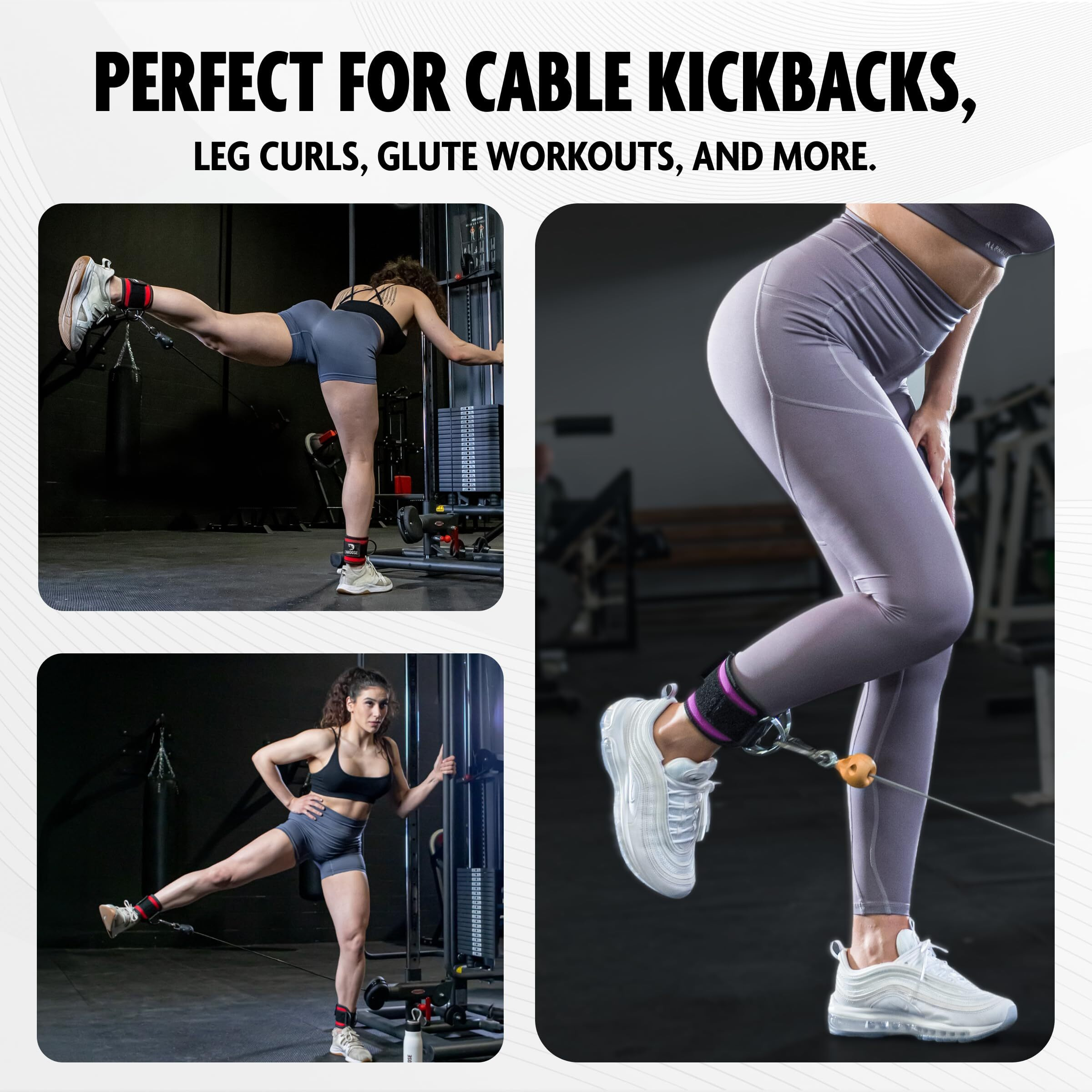Dmoose Ankle Straps For Cable Machines Women - One Size Fit With Premium Padding, Ankle Cable Attachments For Gym, Ankle Cable Straps For Workout, Booty Workouts, Leg Extension, Hip Abductors