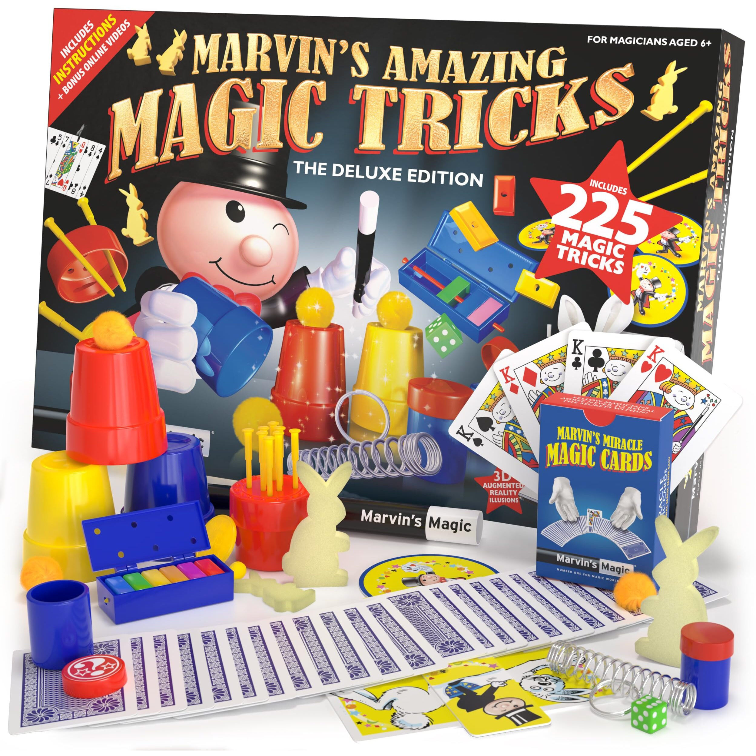 Marvin's Magic - Kids Magic Set - Box Of Tricks, Amazing Magic Tricks For Kids - Magic Made Easy Range - Includes Magic Wand, Card Tricks, Much More - Suitable For Ages 6 And Up - 225 Magic Tricks