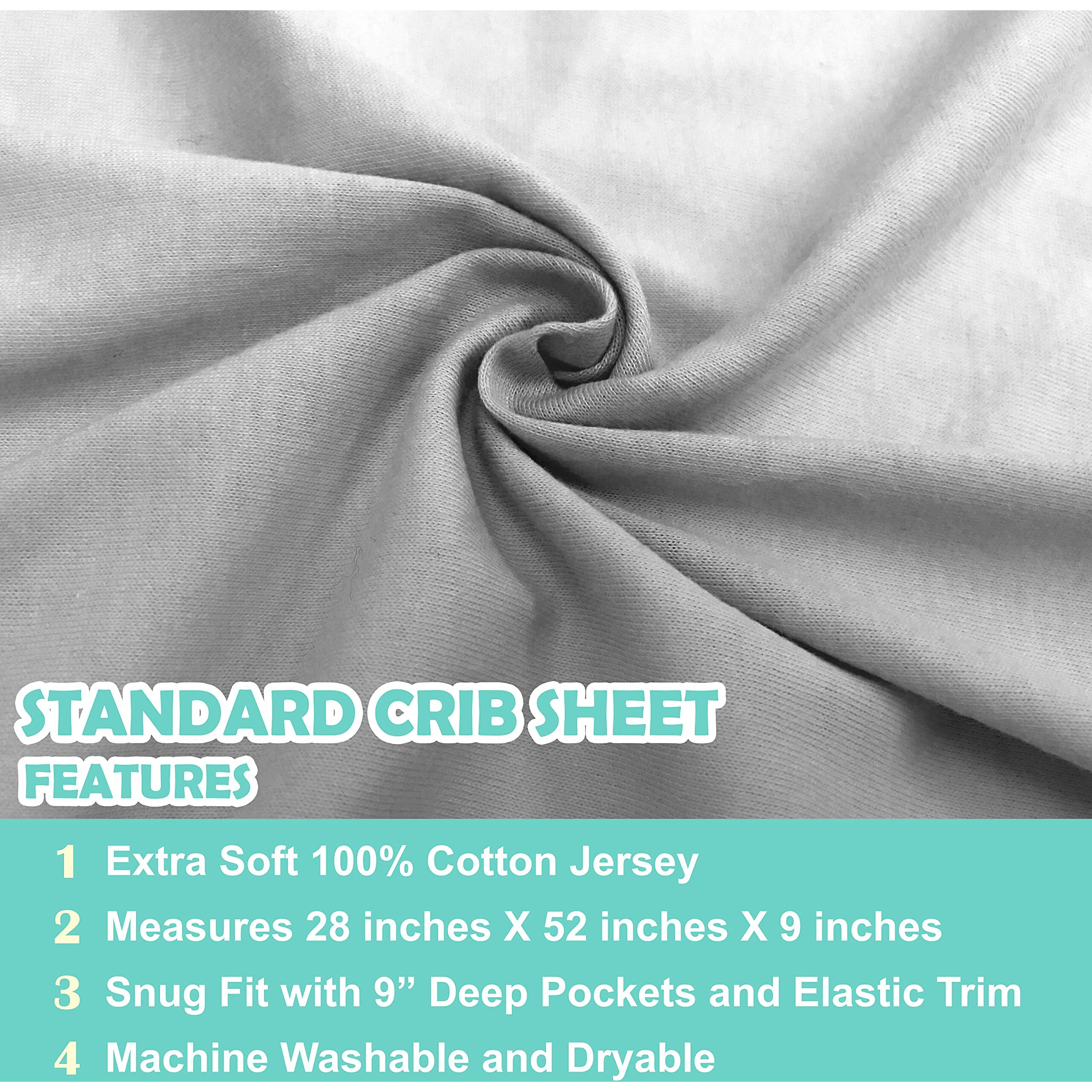 Tl Care Fitted Crib Sheet 28"" X 52"", Soft Breathable Neutral 100% Cotton Jersey Sheet, Gray, For Boys And Girls, Fits Crib And Toddler Bed Mattresses