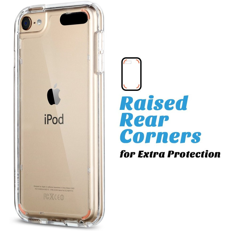 Ulak Ipod Touch 7 Case, Ipod Touch 6 & 5 Case, Transparent Slim Hybrid Tpu Bumper/Scratch Resistant Hard Pc Back, Corner Shock Absorption Case For Ipod Touch 5Th 6Th 7Th Generation, Clear