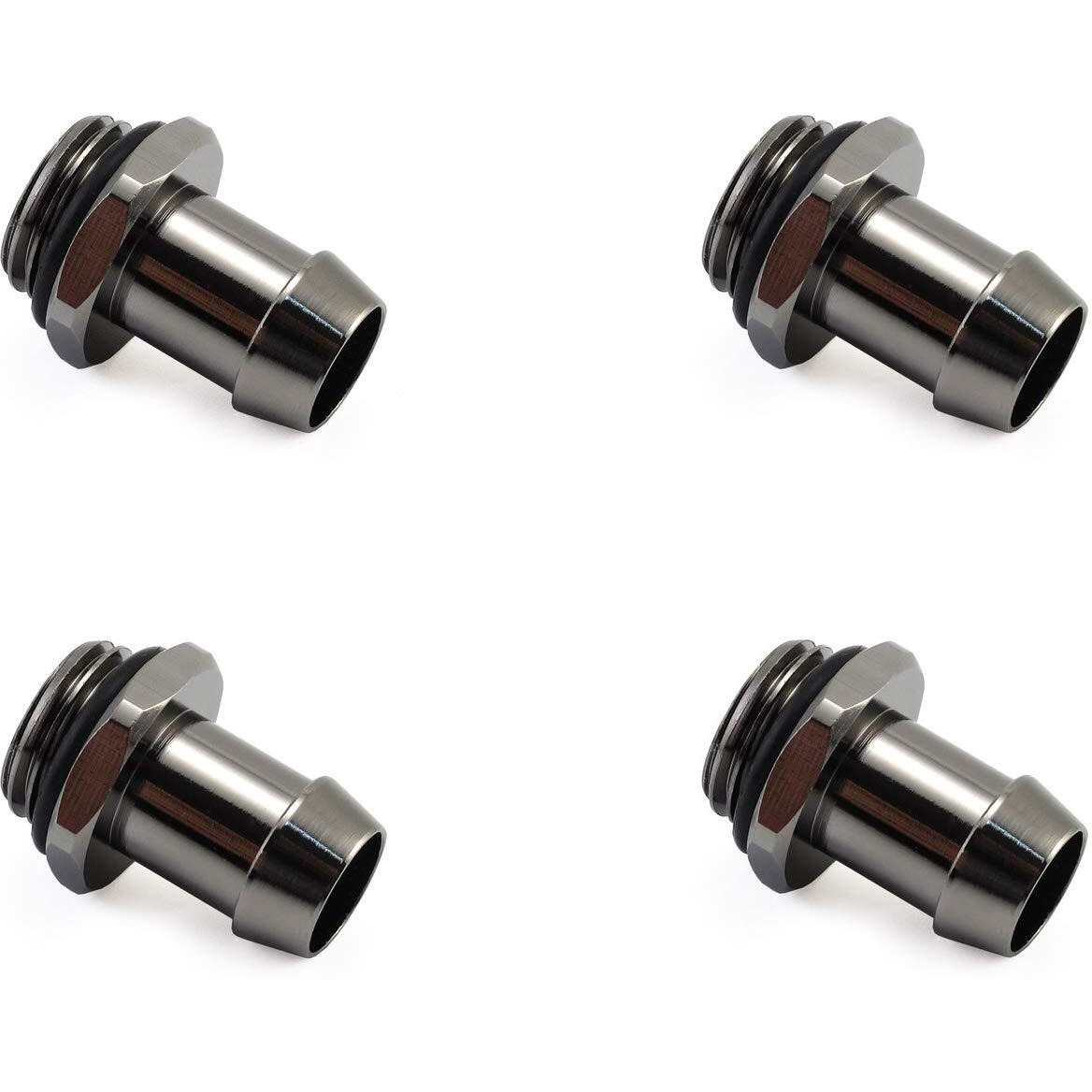 Xspc G1/4"" To 3/8"" Barb Fitting For Soft Tubing, Black Chrome, 4-Pack