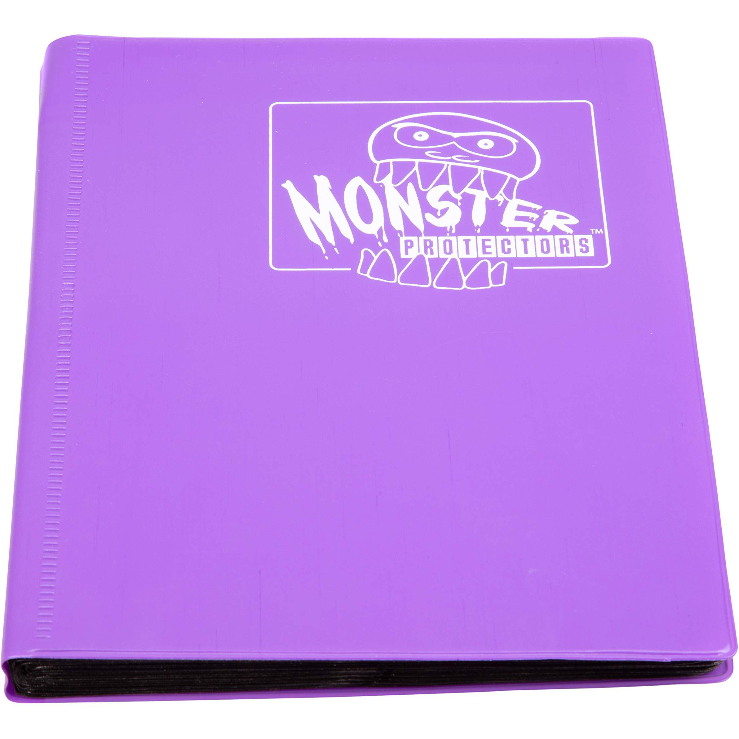 Monster 4 Pocket Trading Card Album- 20 Side Loading, Theft Deterrent, Padded Pages For Extra Protection- Deluxe Binder Holds 160 Yugioh, Mtg, Magic The Gathering, Pok  Mon & Sport Cards- Matte Purple