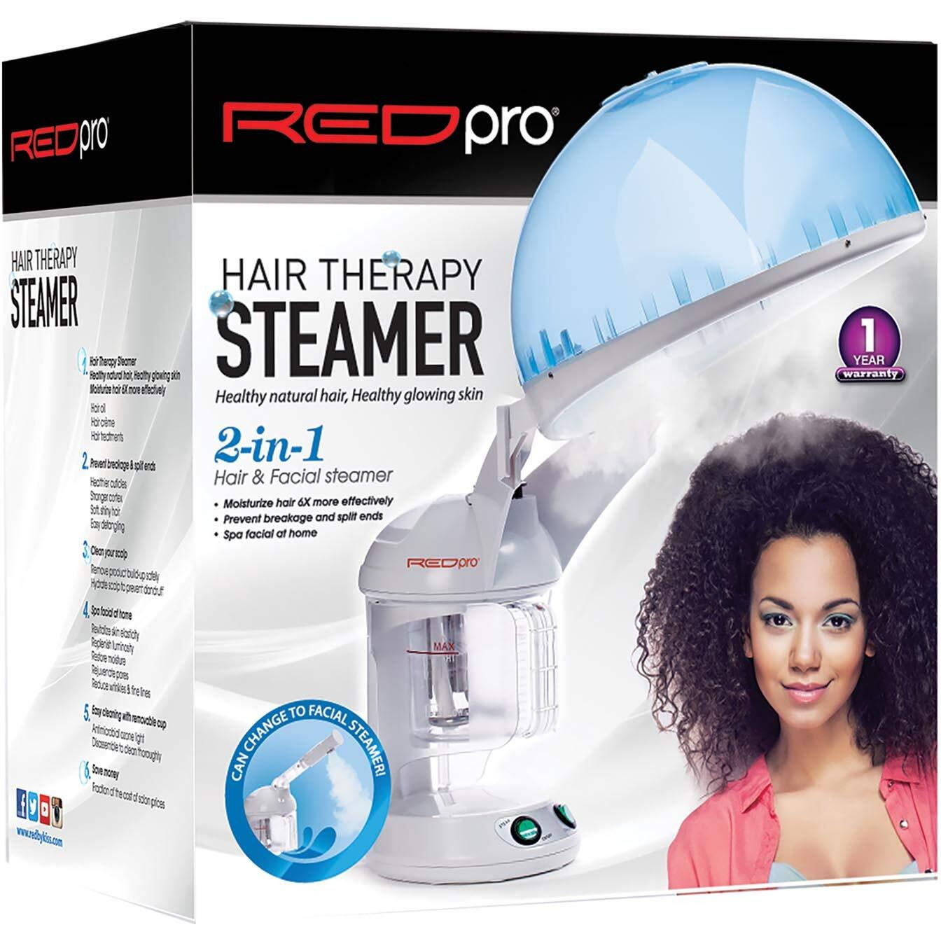 Red Pro Hair Therapy 2-In-1 Hair Steamer & Facial Steamer For Deep Cleaning, Designed For Personal Care At Home Or Salon, Moisture Hair 6 X Effectively