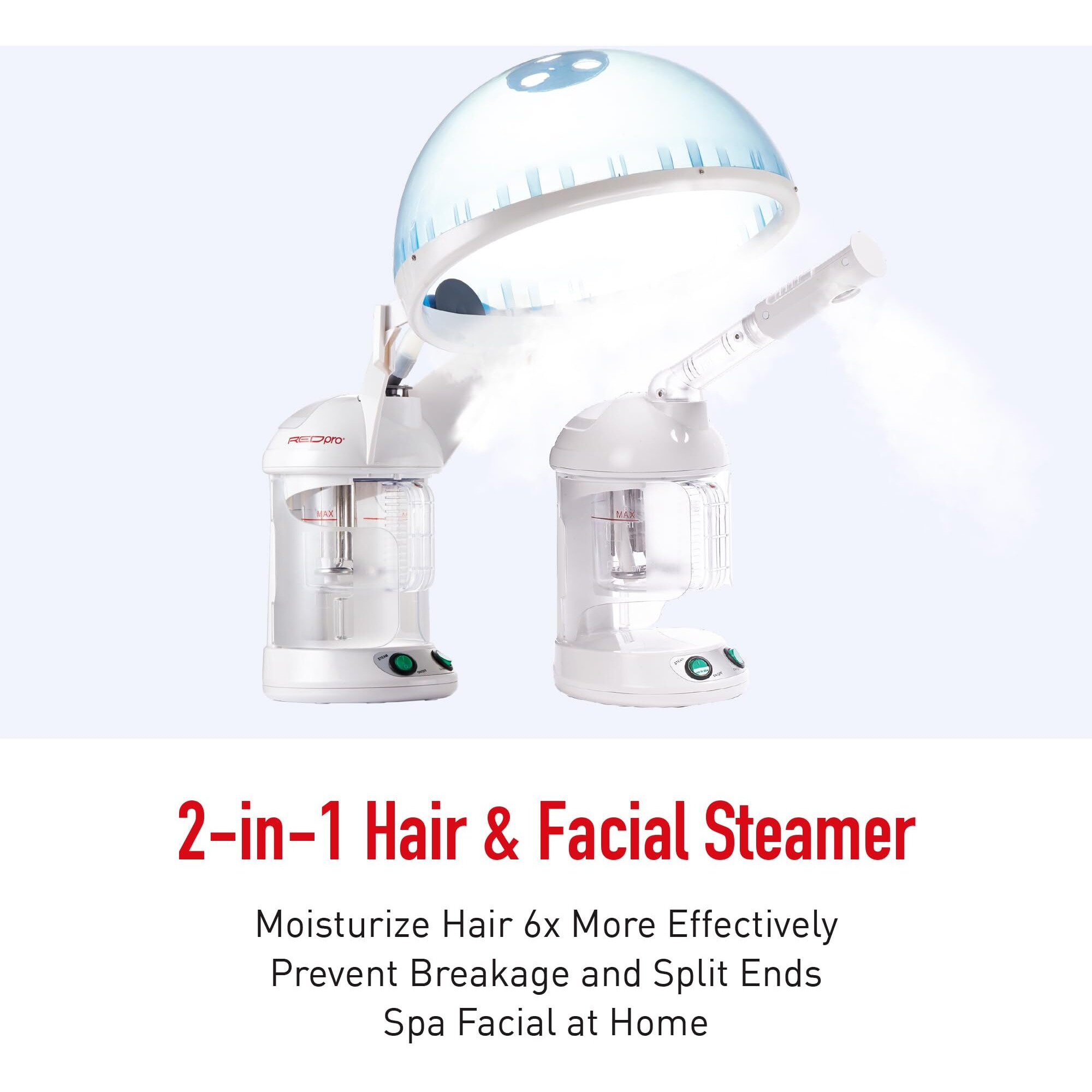 Red Pro Hair Therapy 2-In-1 Hair Steamer & Facial Steamer For Deep Cleaning, Designed For Personal Care At Home Or Salon, Moisture Hair 6 X Effectively