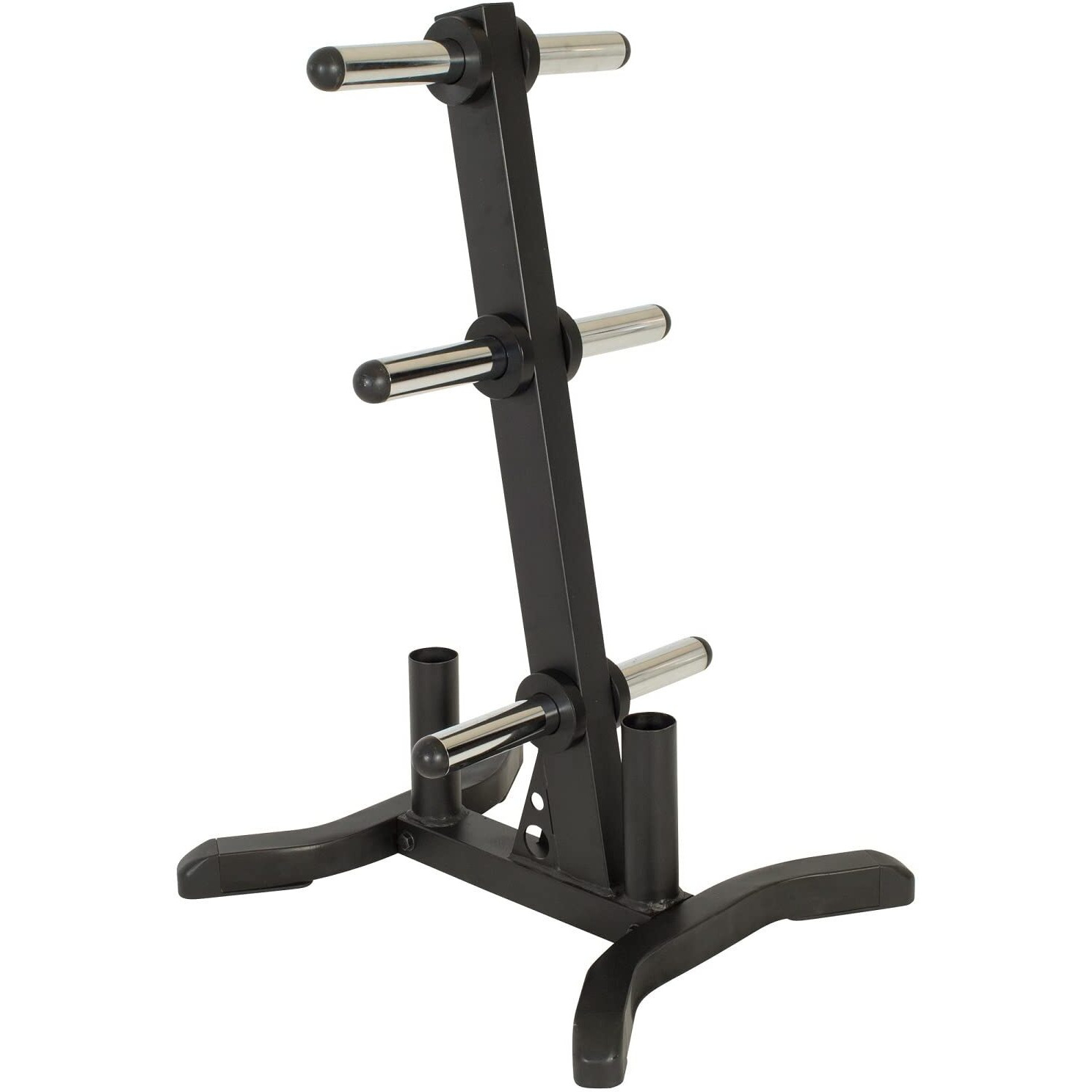 Fitness Reality X-Class Olympic Weight Tree - Heavy-Duty Bumper Plate Rack For Home Gym - Chrome Storage Posts - Includes 2 Barbell Holders - 1,000 Lb. Capacity