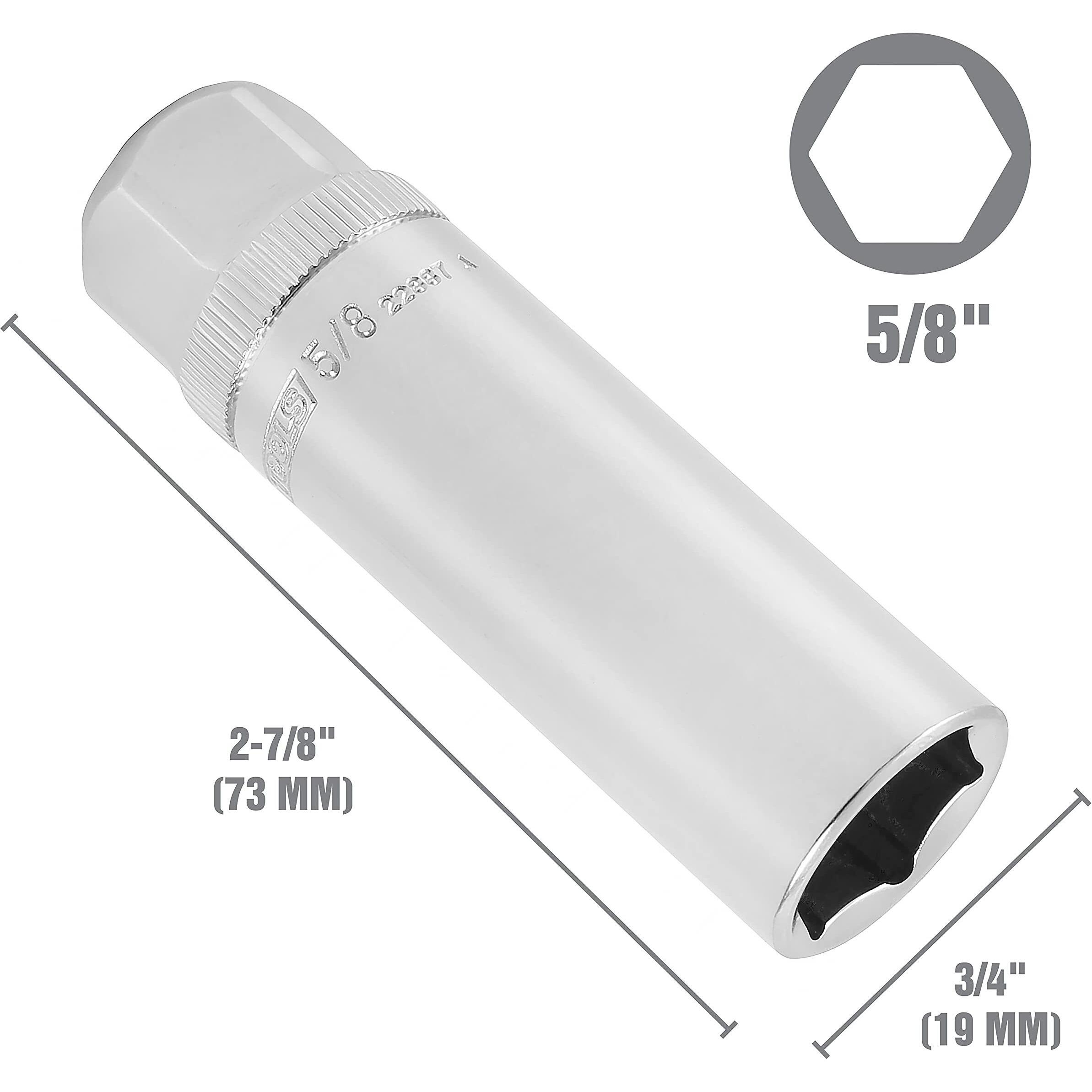 Oemtools 22887 5/8 Inch (16 Millimeter) Magnetic Spark Plug Socket, 3/8 Inch Drive, Strong Magnet Forms A Tight Hold