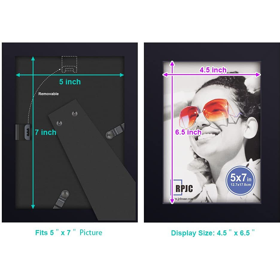 Rpjc 5X7 Picture Frames Made Of Solid Wood High Definition Glass For Table Top Display And Wall Mounting Photo Frame Black