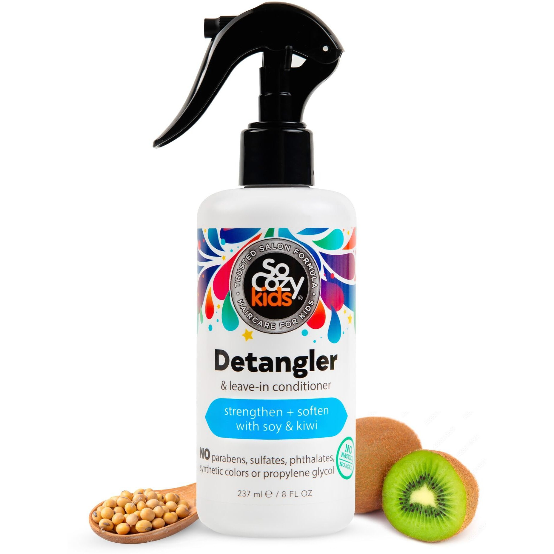 So Cozy Detangler & Leave In Conditioner Spray (8 Fl Oz) Hair Detangler Spray For Kids, Paraben-Free Leave In Hair Conditioner & Detangling Spray For Frizzy Hair, Keratin, Soy Protein & Kiwi Extract