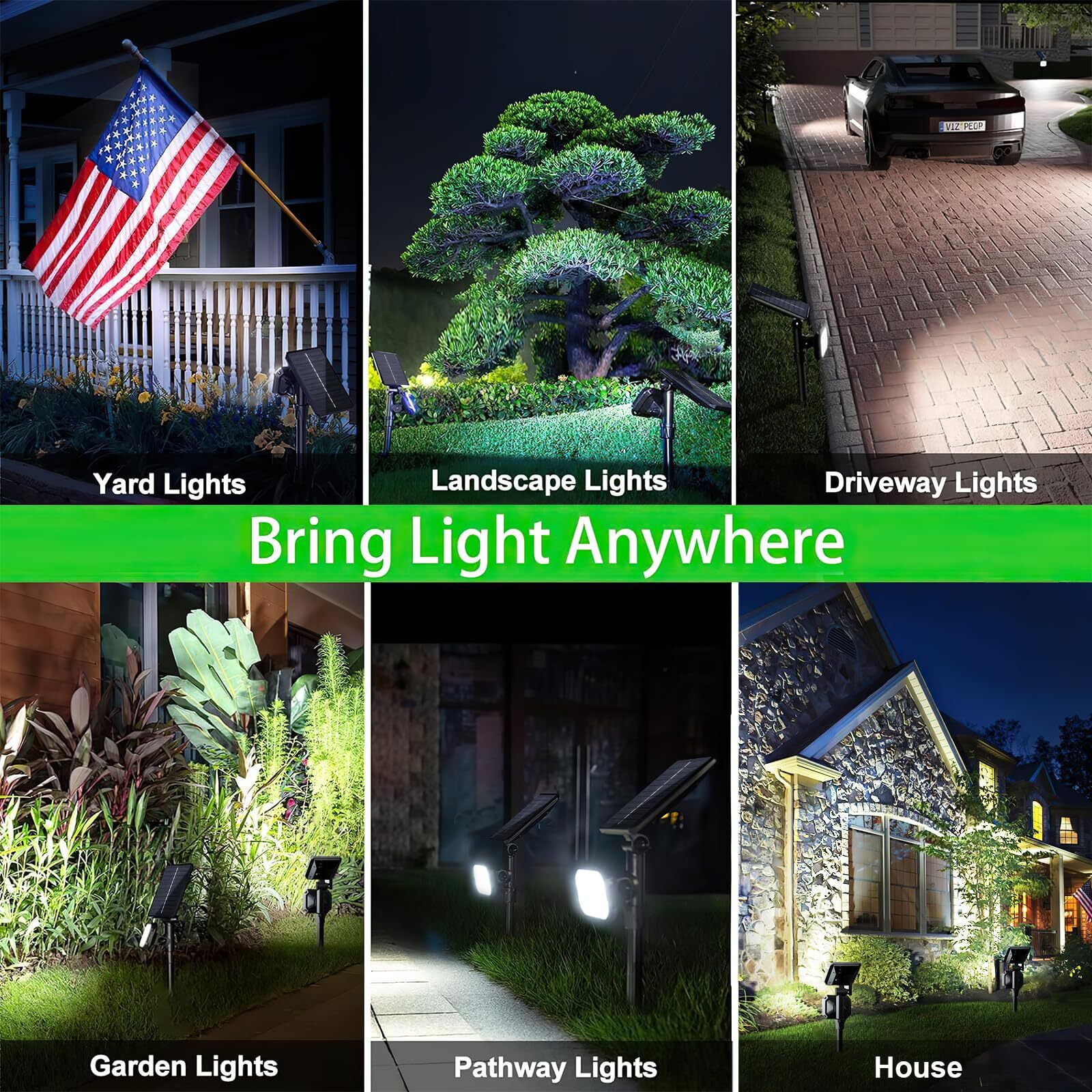 Jsot Solar Spot Lights Outdoor - 700 Lumen Solar Lights Outdoor Waterproof Solar Powered Spotlight Landscape Lighting Solar Halloween Light Solar Light For Garden Yard Tree (Cool Light 4 Pack)