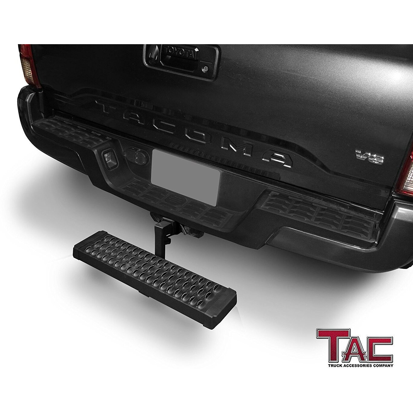 Tac Hitch Step Compatible With 2"" Rear Hitch Receiver 7.3"" Width With 6"" Drop Suv Pickup Truck Van Bumper Protector Universal Aluminum Black (Hitch Pin And Clip Included)