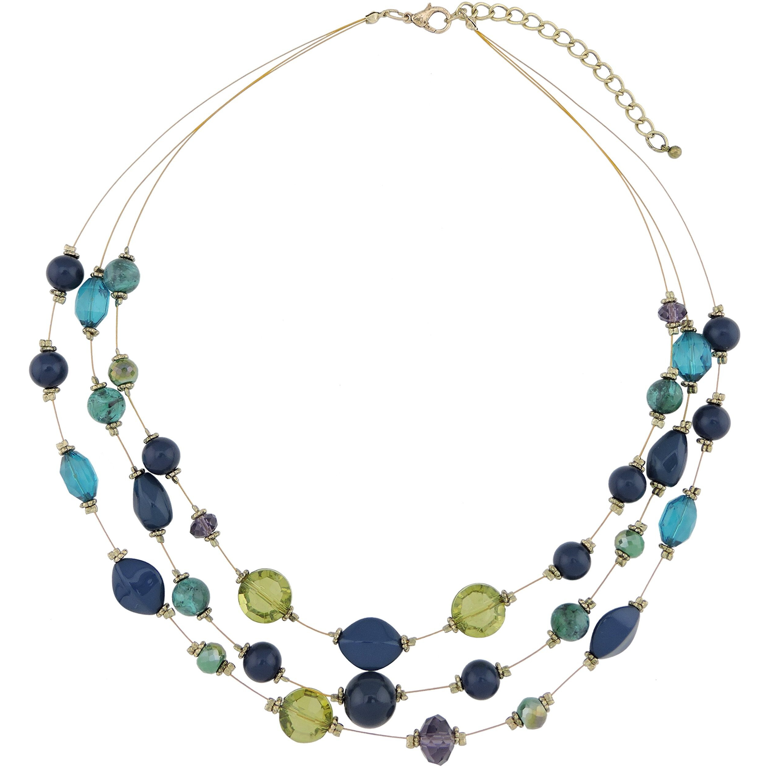 Coiris 3 Layers Illusion Wire Beaded Statement 19.5"" Necklace For Women (N0005)