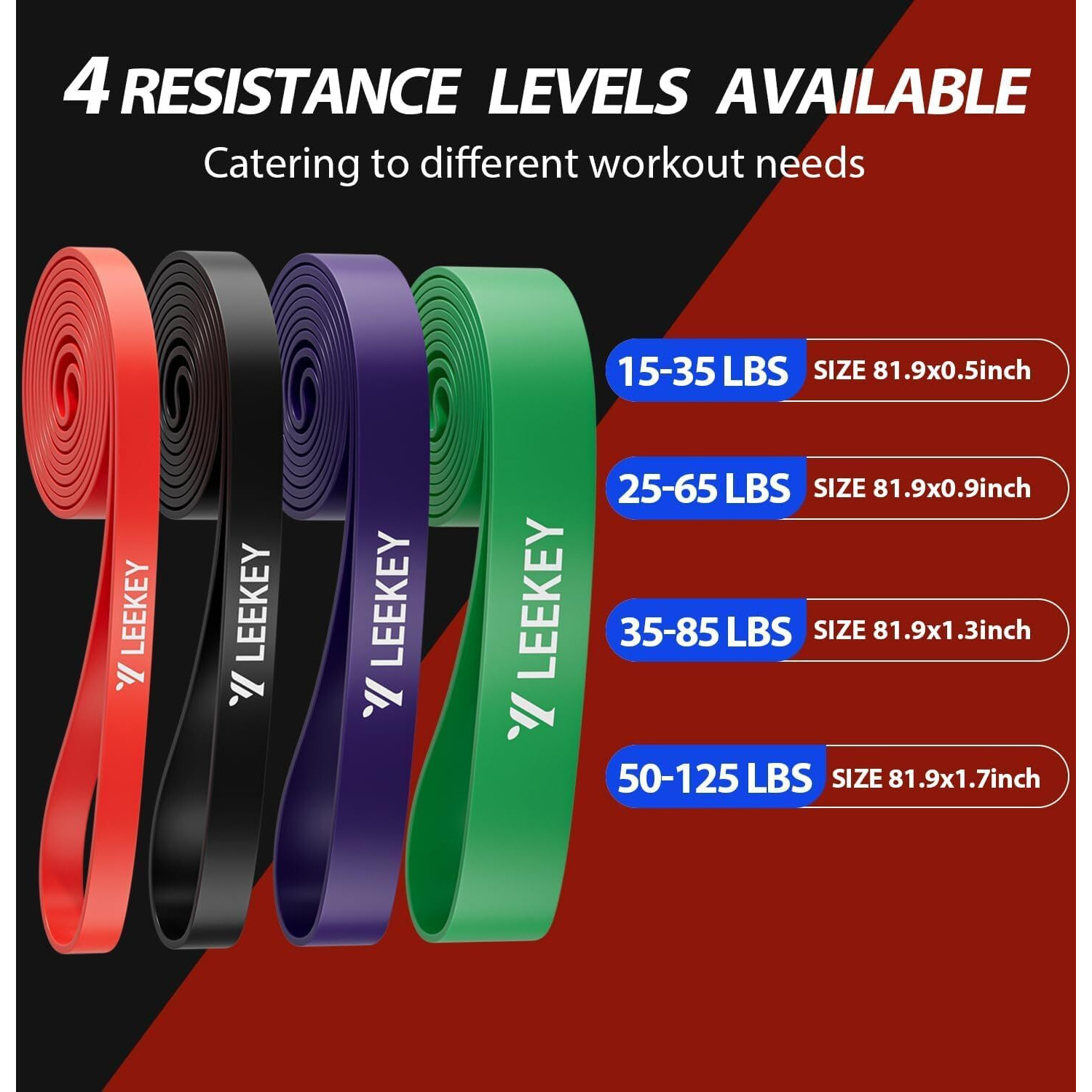 Leekey Resistance Bands, Exercise Bands Pull Up Assist Bands - Workout Bands Set - Mobility Band Powerlifting Bands For Men And Women Fitness Training, Physical Therapy,Home Workouts