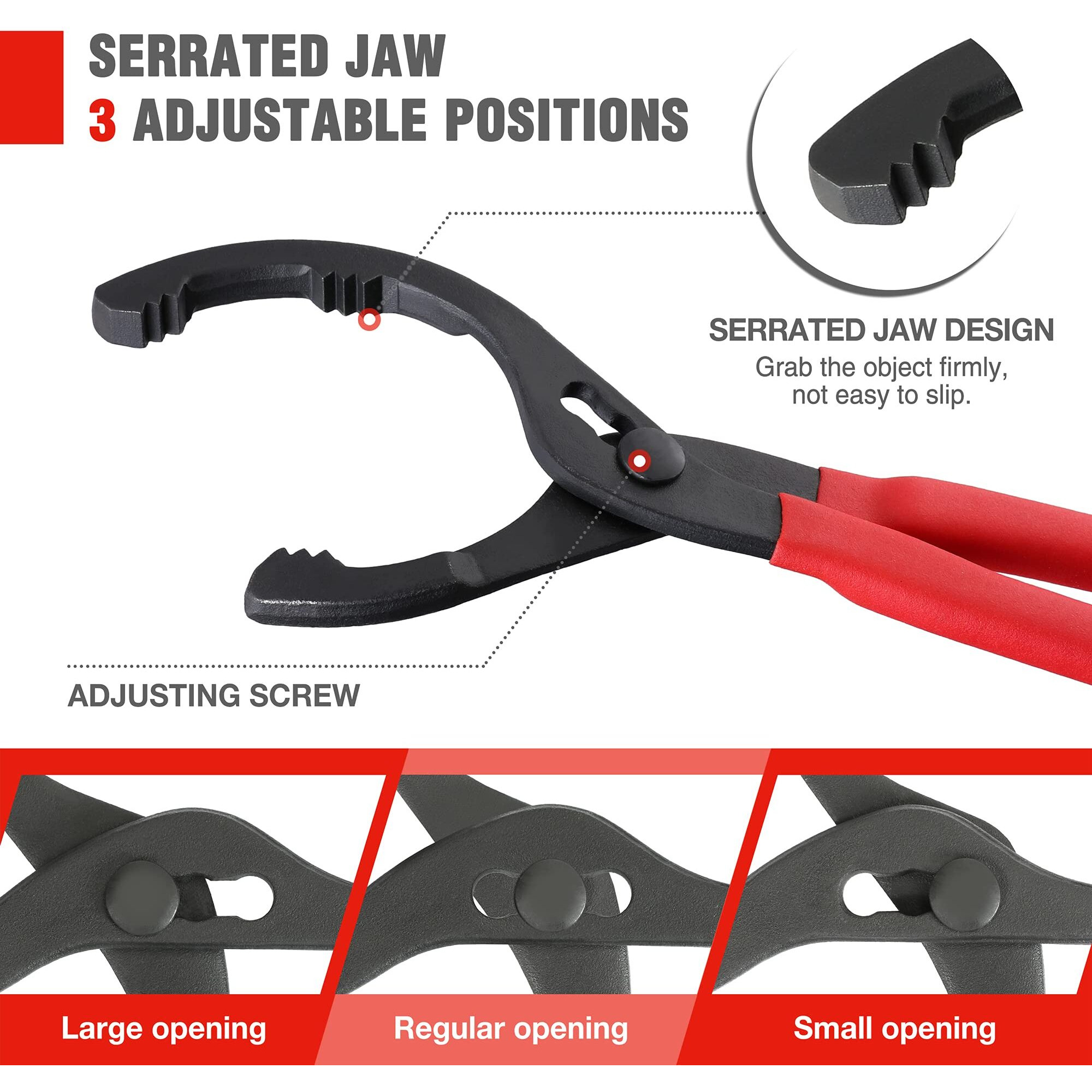 Workpro 12"" Adjustable Oil Filter Pliers, Wrench Adjustable Oil Filter Removal Tool, Ideal For Engine Filters, Conduit, & Fittings, W114083A