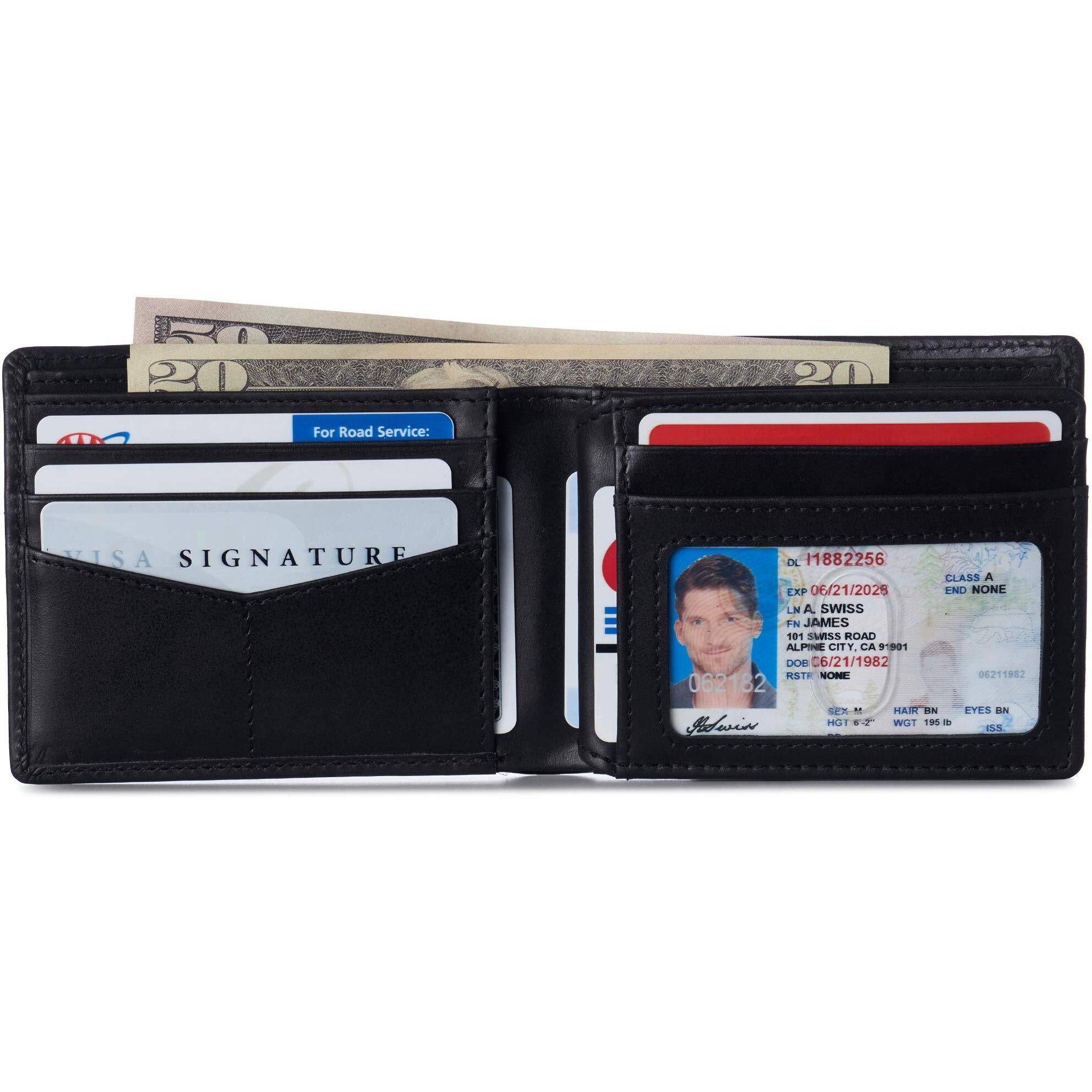 Alpine Swiss Nolan Mens Rfid Protected Bifold Wallet Genuine Leather Comes In A Gift Box Black