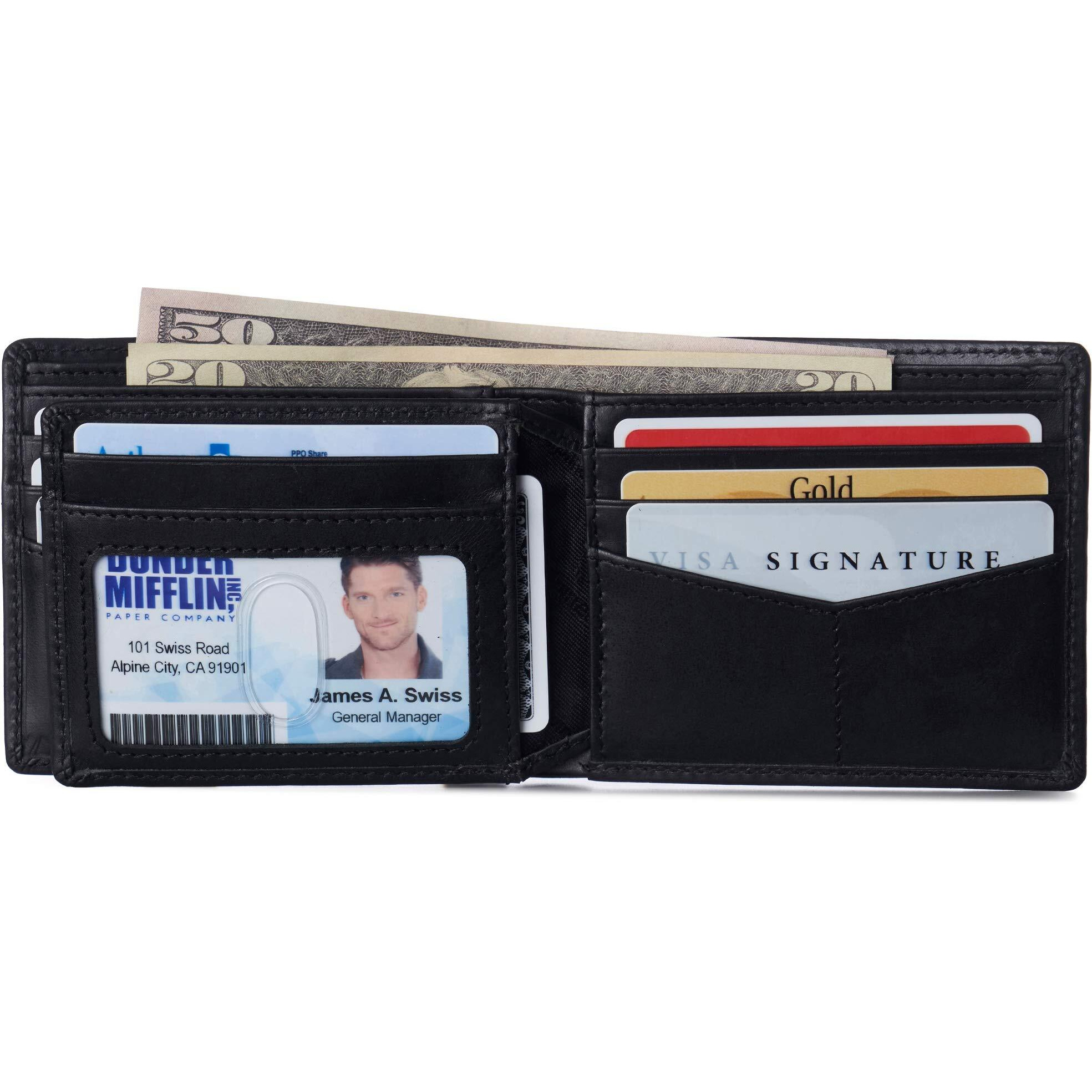 Alpine Swiss Nolan Mens Rfid Protected Bifold Wallet Genuine Leather Comes In A Gift Box Black