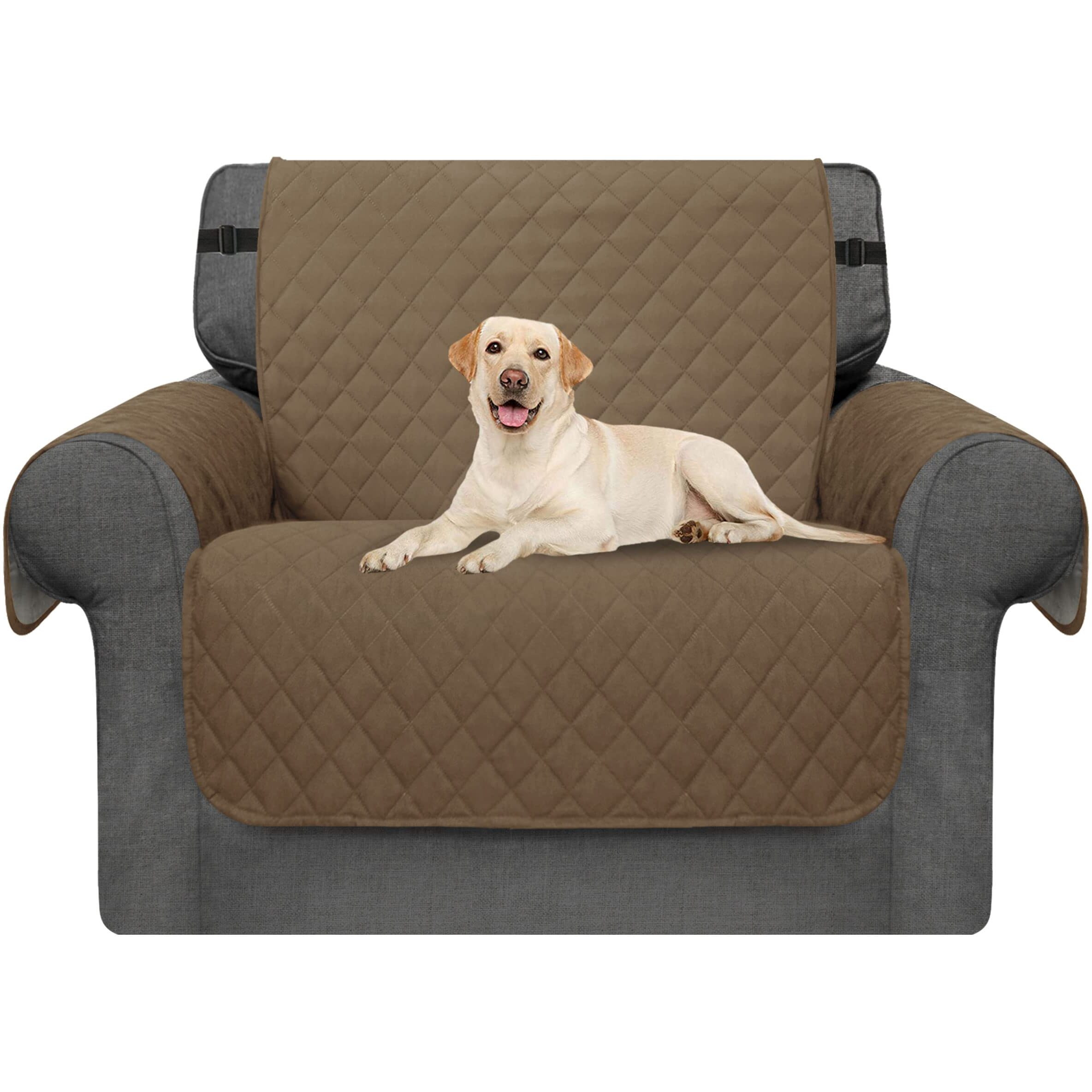 Chun Yi Chair Sofa Slipcover Reversible Armchair Cover For Dogs Quilted Chair Couch Cover With Elastic Straps Furniture Protector For Living Room For Cat Pets Kids Children (Chair, Khaki)