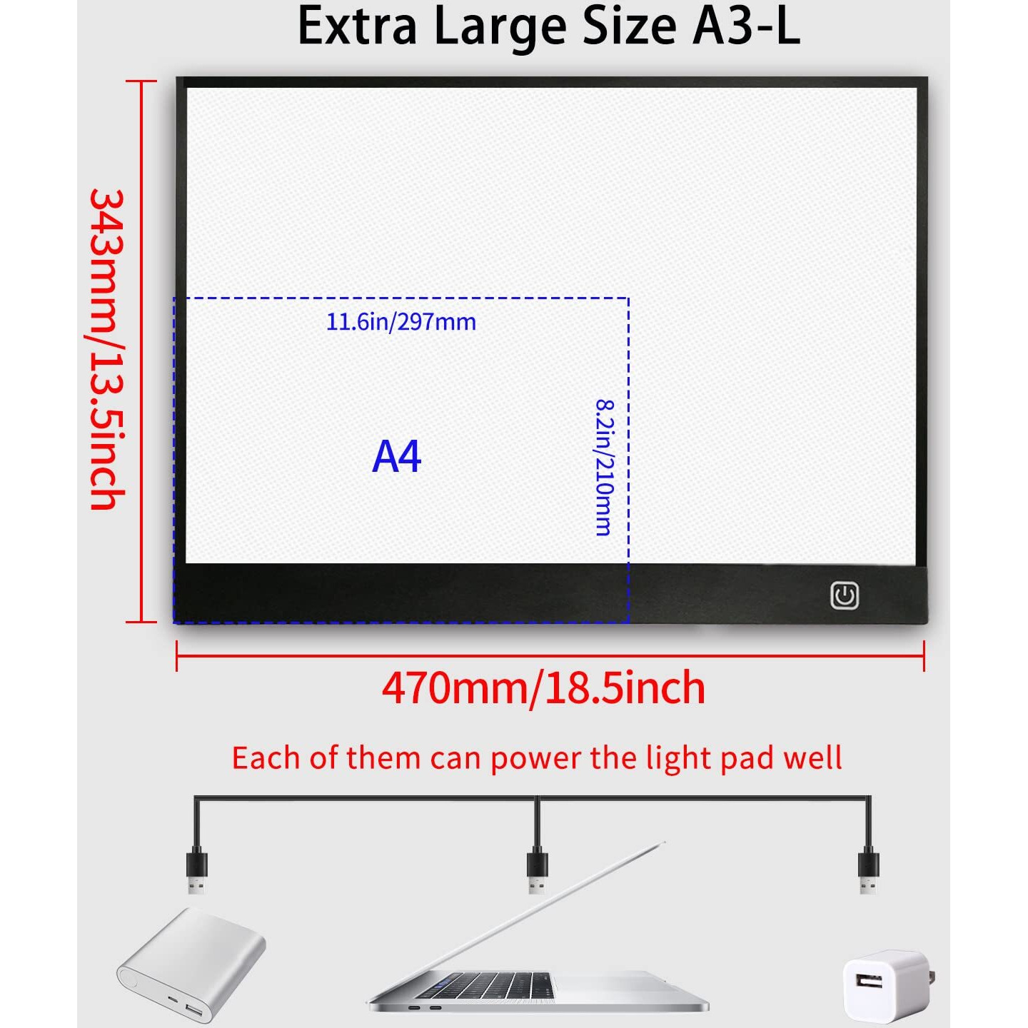 Welzk Diamond Painting Light Board A3, With Large Metal Stand, L18.5    W13.6 Inchs Large Diamond Painting Light Pad, Dimmable Diamond Art Light Board