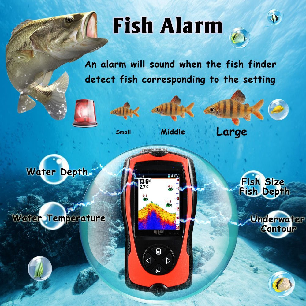 Lucky Portable Fish Finder Handheld Kayak Fish Finders Wired Fish Depth Finder Sonar Sensor Transducer For Boat Fishing Sea Fishing