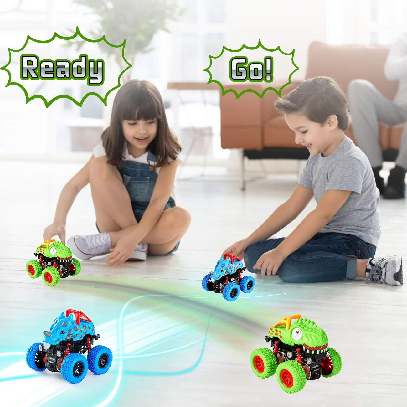 Lodby Dinosaur Toys For 2 3 4 5 Year Old Boys , Pull Back Vehicles Toys Monster Truck For Toddler Boys Age 2-4-6, Dino Cars For Kids 3-5 Year Old Christmas Birthday Gifts