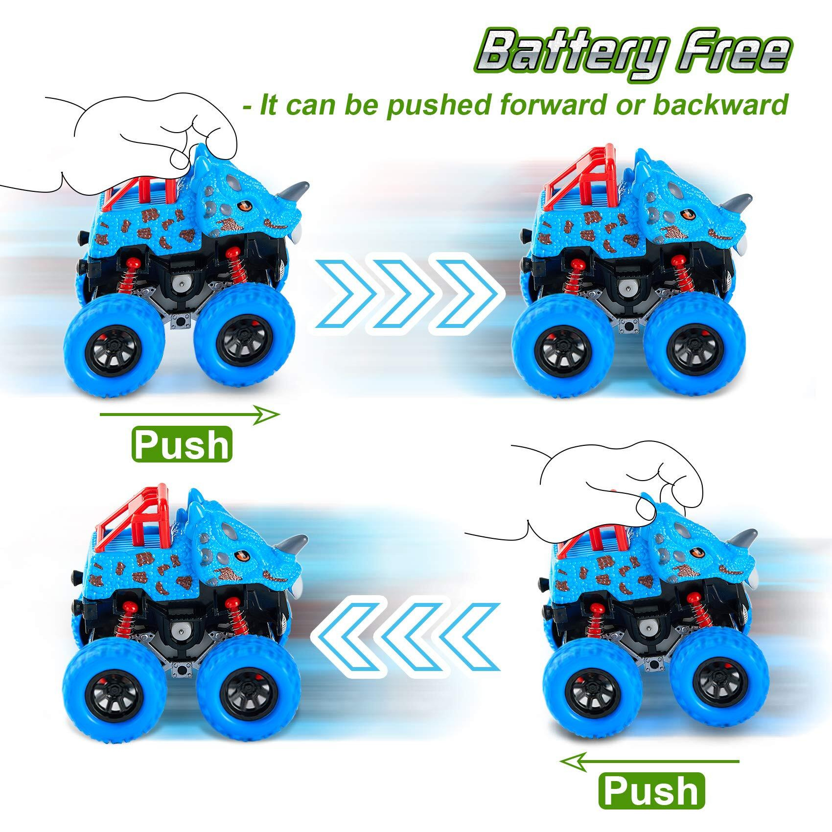 Lodby Dinosaur Toys For 2 3 4 5 Year Old Boys , Pull Back Vehicles Toys Monster Truck For Toddler Boys Age 2-4-6, Dino Cars For Kids 3-5 Year Old Christmas Birthday Gifts