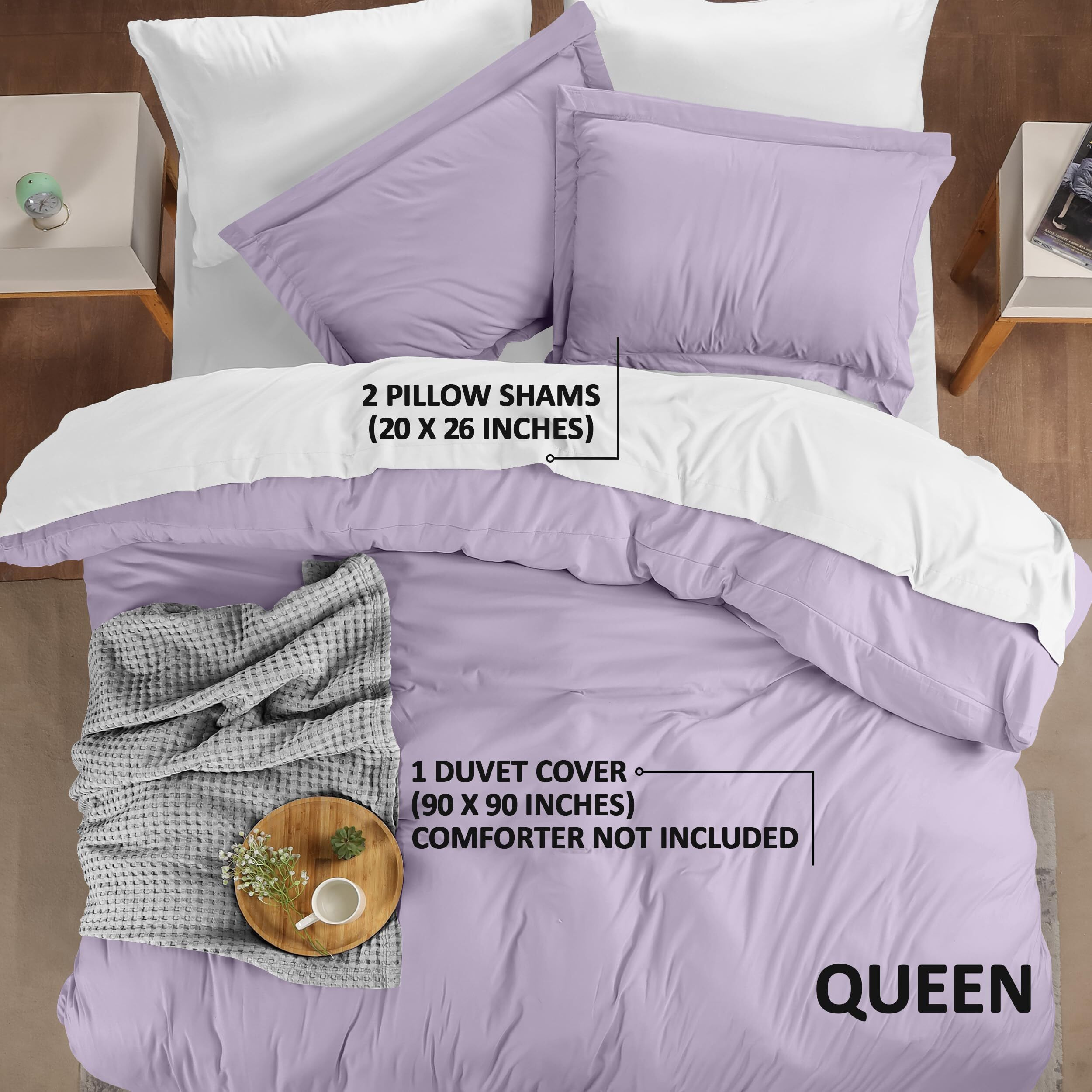 Utopia Bedding Duvet Cover Queen Size - 1 Duvet Cover With 2 Pillow Shams - 3 Pieces Bedding Duvet Cover With Zipper Closure - Soft Brushed Microfiber, 90 X 90 Inches (Queen, Lavender)