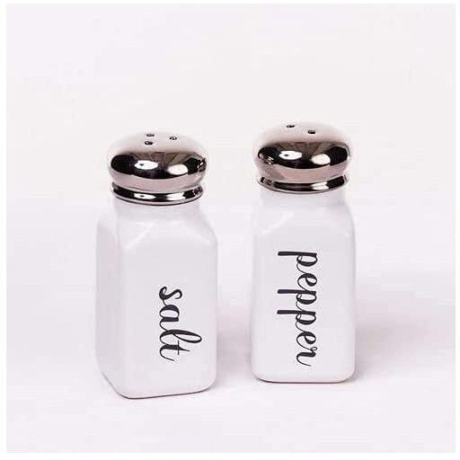 Black And White Ceramic Salt & Pepper Shaker Set - Classic Vintage Style