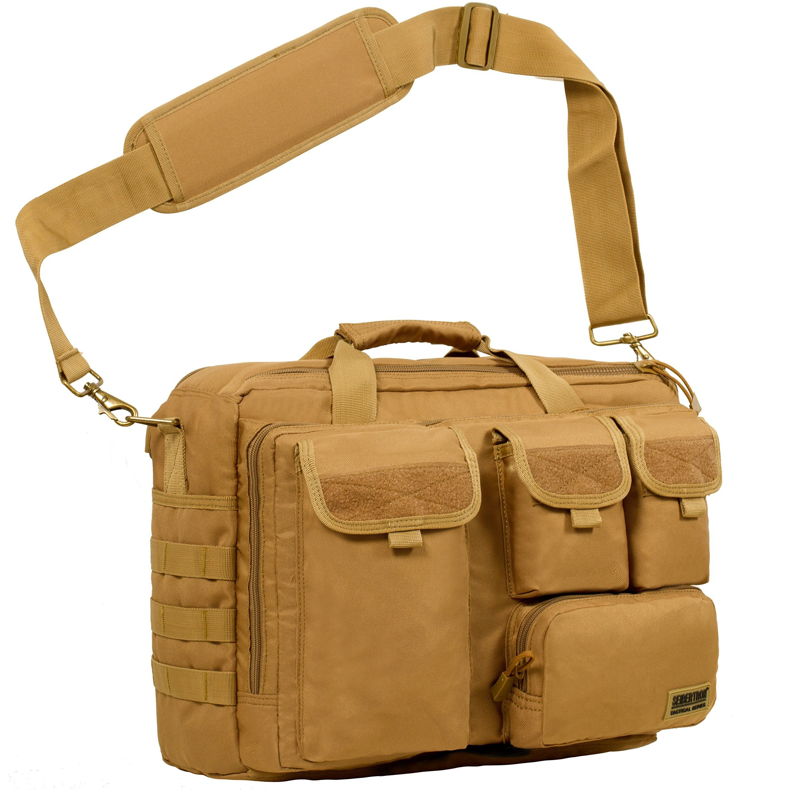 Seibertron Pro-Multifunction Shoulder Messenger Bag Fit For 14.1"" Laptop Khaki