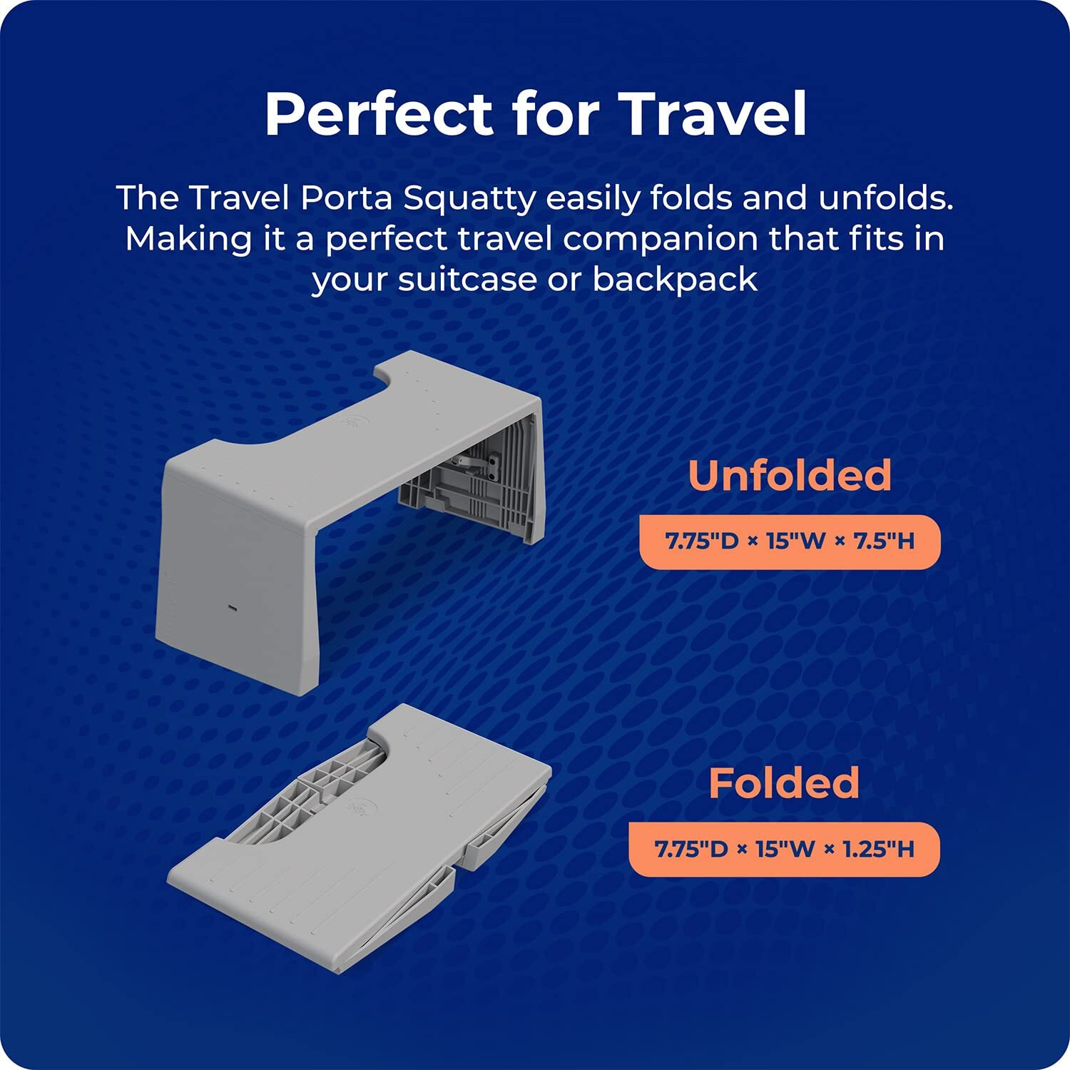 Squatty Potty Porta Traveler Foldable Toilet Stool For Travel, 7"" Height, Gray